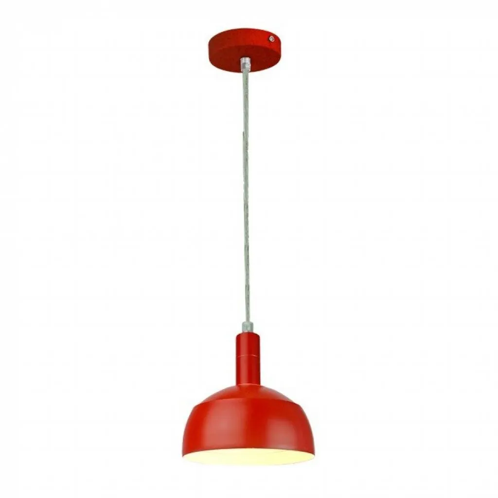 V-TAC Lampadario LED con Paralume in Alluminio e Portalampada E14 (Max 60W) Colore Rosso - immagine 1