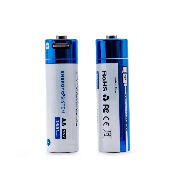 Energy Sistem Charge Pro C Confezione da 2 batterie ricaricabili USB-C - 3405mWh - 2270mAh - AA - 25V - Ricarica tramite USB-C - immagine 1