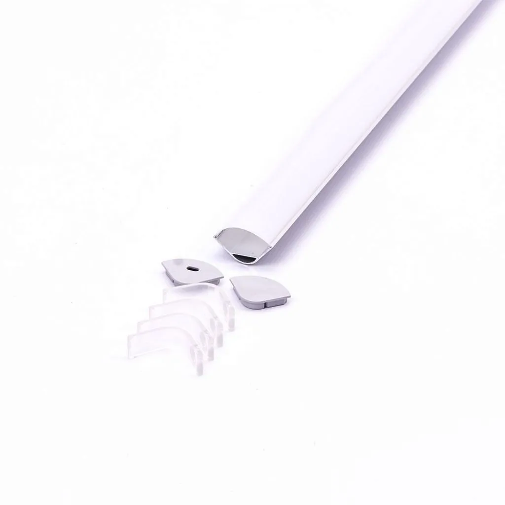 V-TAC Profilo in Alluminio Angolare Rotondo Colore Silver per Strip LED (Max l: 20mm) Copertura Satinata 2000 x 30mm - immagine 1