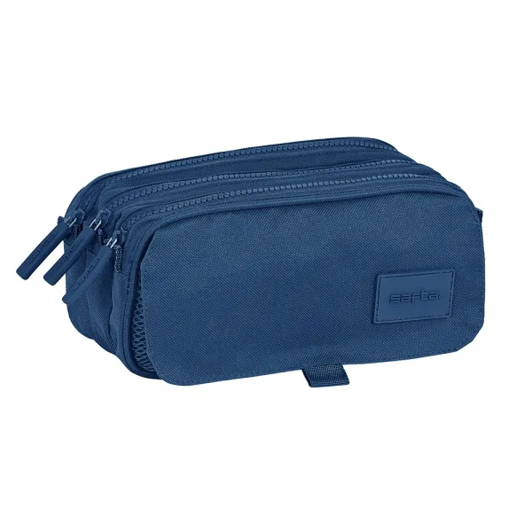 Astuccio Safta Basic - 3 scomparti con cerniera - Tasca frontale - Tracolla regolabile - 172 l - 215x80x100 mm - Blu navy - immagine 1