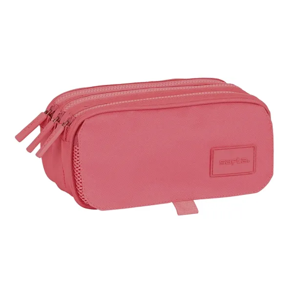 Astuccio Safta Basic - 3 scomparti con cerniera - Tasca frontale - Tracolla regolabile - 172 l - 215x80x100 mm - Rosa - immagine 1