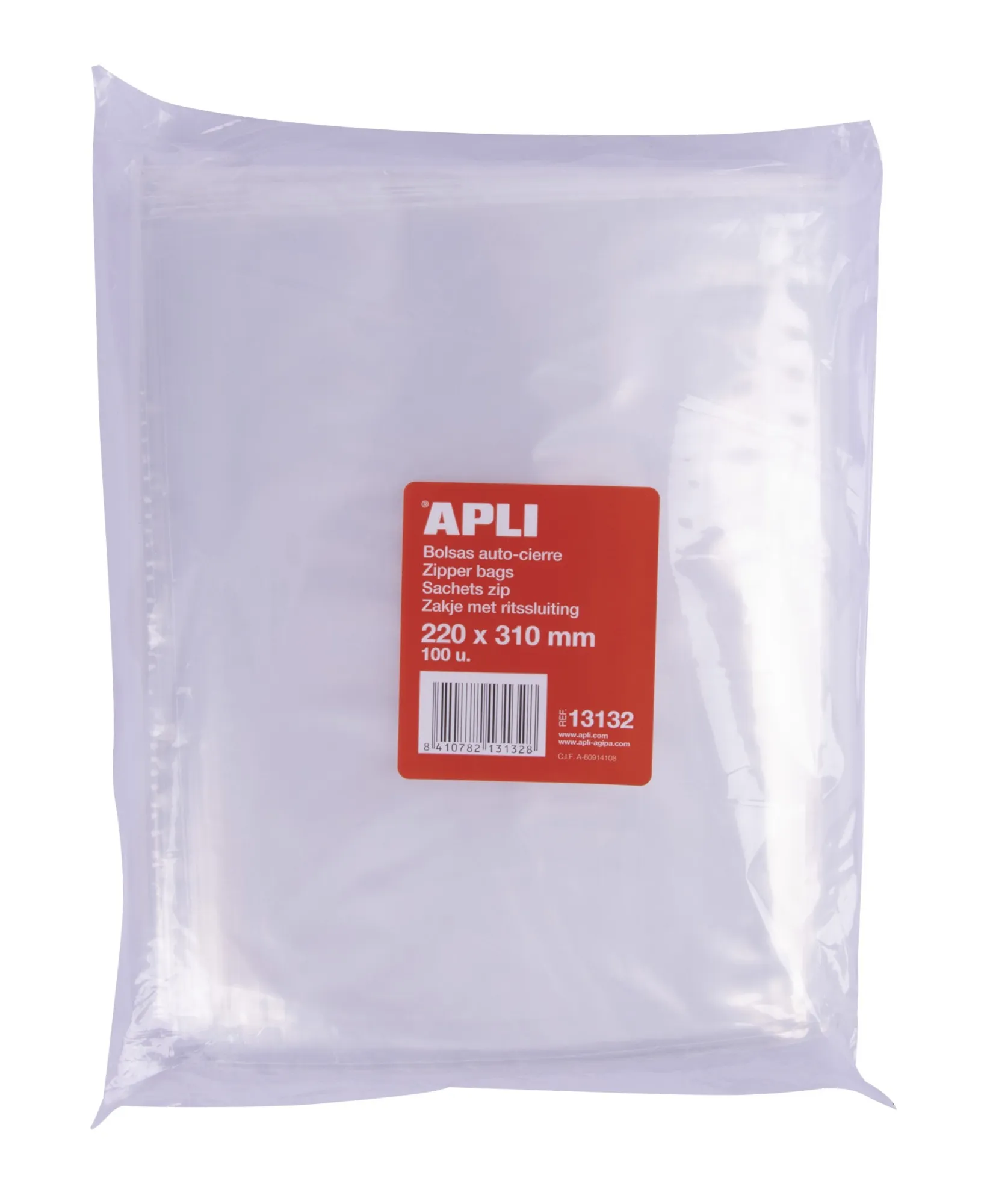 Apli Buste con Zip Trasparenti con Chiusura Automatica 220x310mm - Materiale LDPE - Chiusura Sicura e Facile Gestione - Uso Alimentare - Ideali per Conservare Alimenti e Oggetti di Uso Quotidiano - Utili per i Viaggi - immagine 1