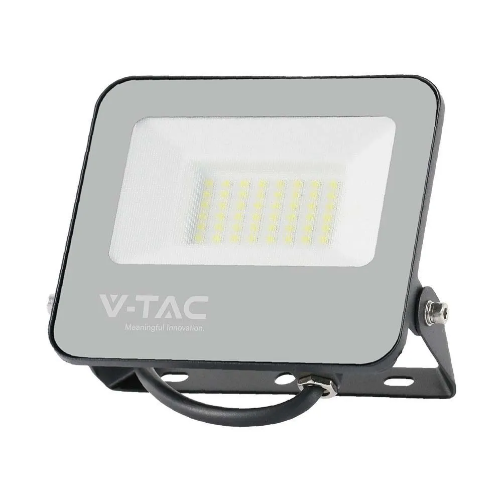30W Led Floodlight 6500K Black Body Grey Glass 160Lm/W 5 Years Warranty - immagine 1