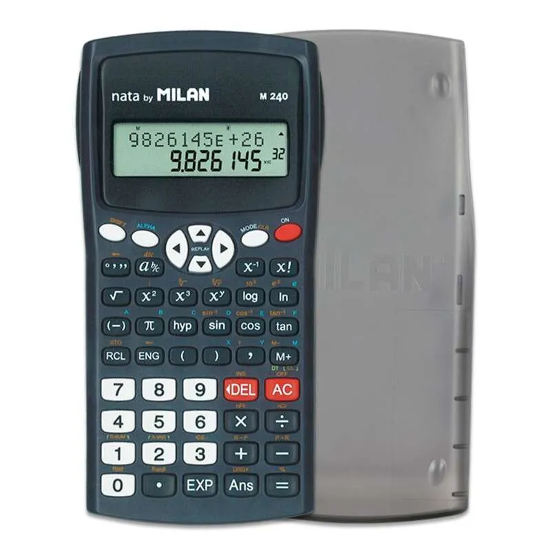 Calcolatrice scientifica Milan M240 10+2 cifre - Display a 2 righe - 240 funzioni integrate di cui 124 scientifiche - Custodia protettiva - Nero - immagine 1