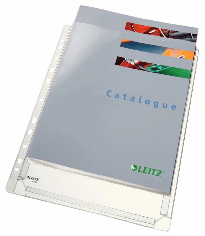 Esselte Copertine a soffietto standard A4 PVC liscio multiforo-11 - Capacità 200 fogli - Trasparente (170 micron) - immagine 1