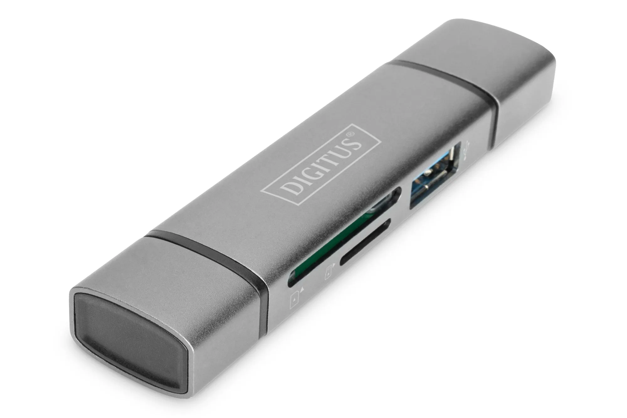 Combo Card Reader Hub (Usb-C+Usb 3.0) 1X Sd 1X Microsd 1X Usb 3.0 Grigio - immagine 1