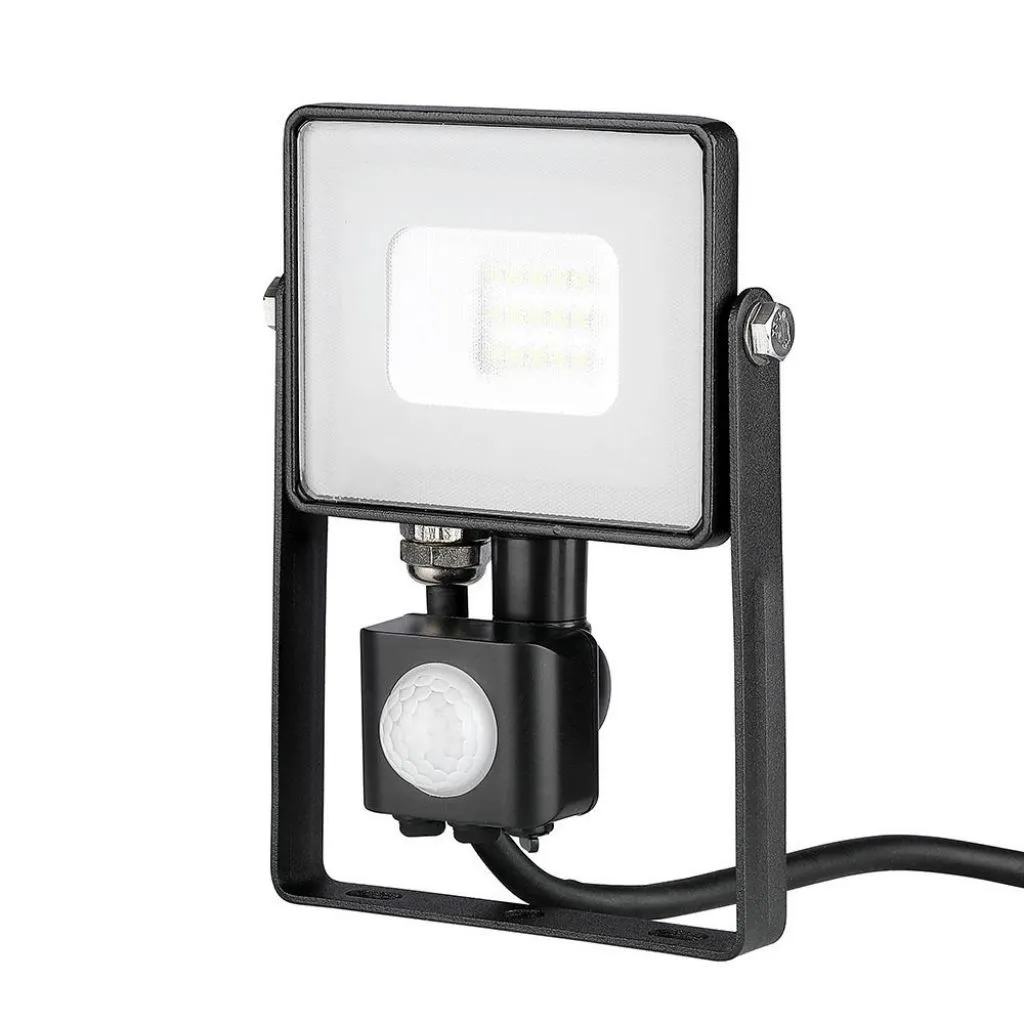 V-TAC PRO Faro LED Chip Samsung 10W con Sensore di Movimento e Crepuscolare e Interruttore Manuale di Bloccaggio Colore Nero 4000K IP65 - immagine 1