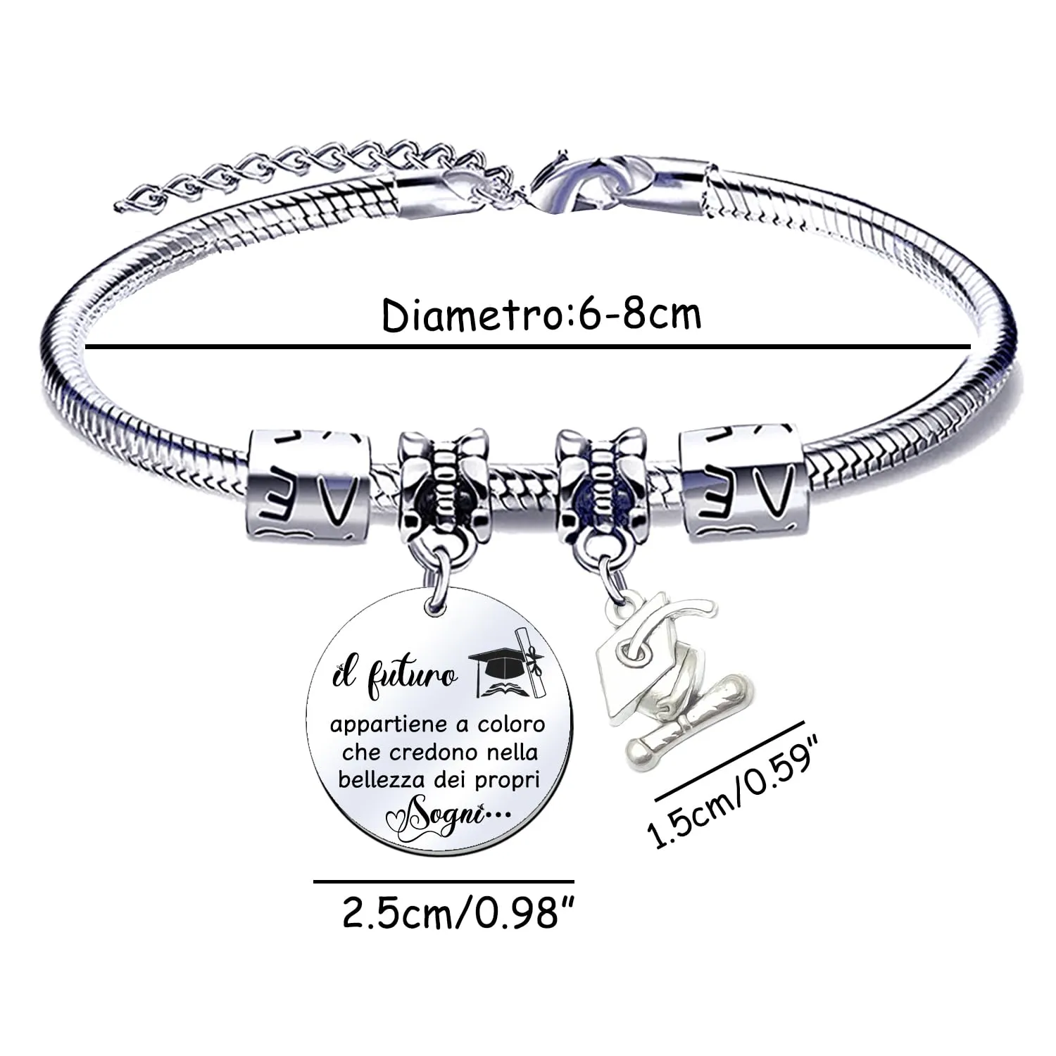 Regalo di laurea per lei regalo laurea donna bracciale-Dietro di te tutti i tuoi ricordi braccialetto donne regali braccialetto ispiratore per il maestro del liceo regalo bracciale amicizia (2) - immagine 6