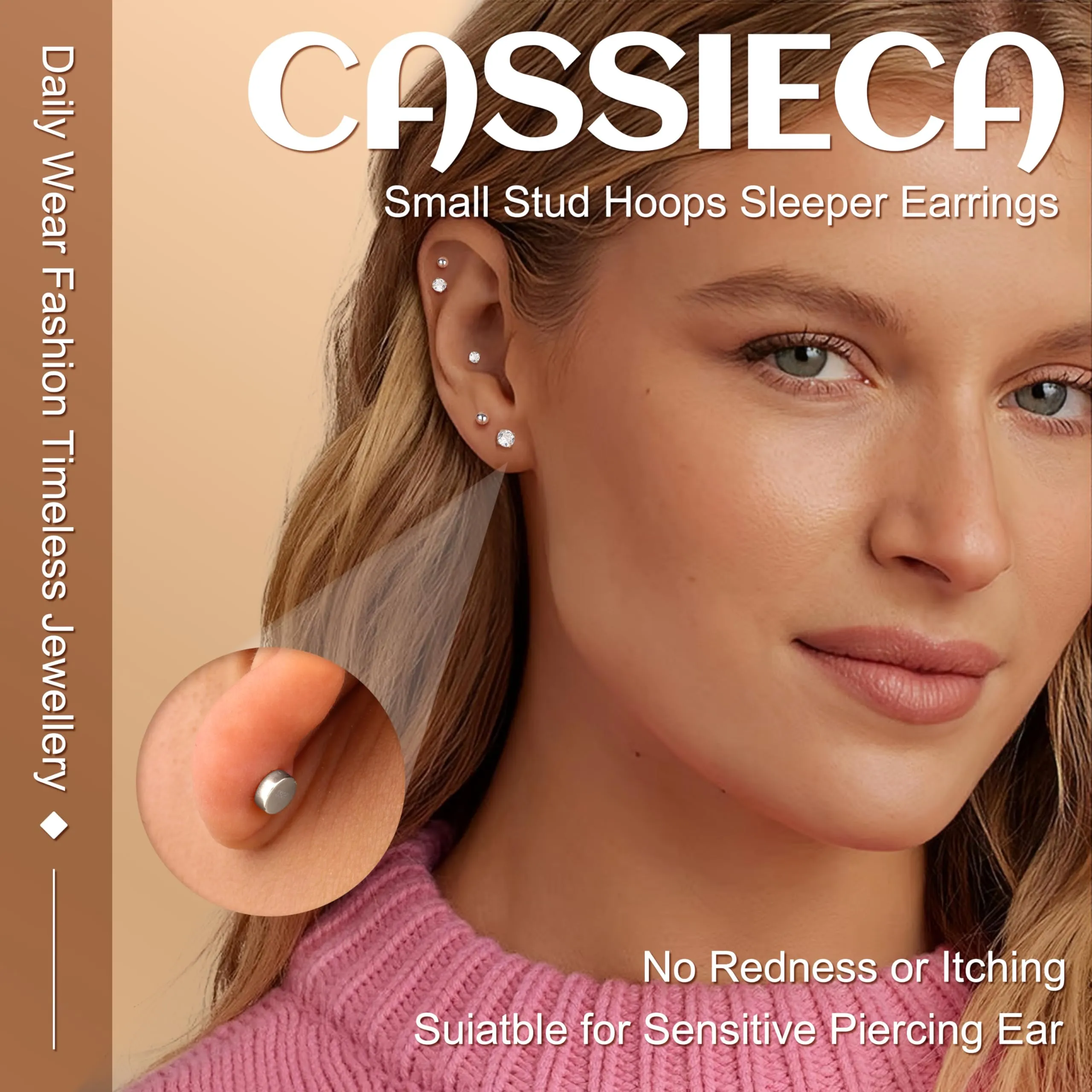 CASSIECA 9 Paia Orecchini Donna Acciaio Inossidabile Set Orecchini Donna - immagine 2