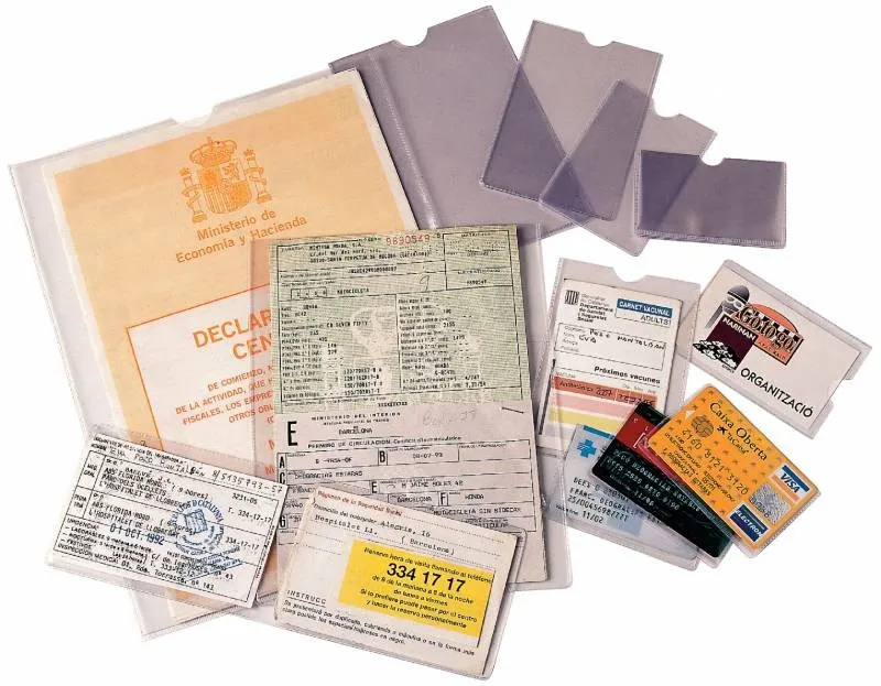 Confezione da 100 Portalicenze Esselte Dimensioni 87x56mm (NIF) - Finitura Liscia Trasparente - immagine 1