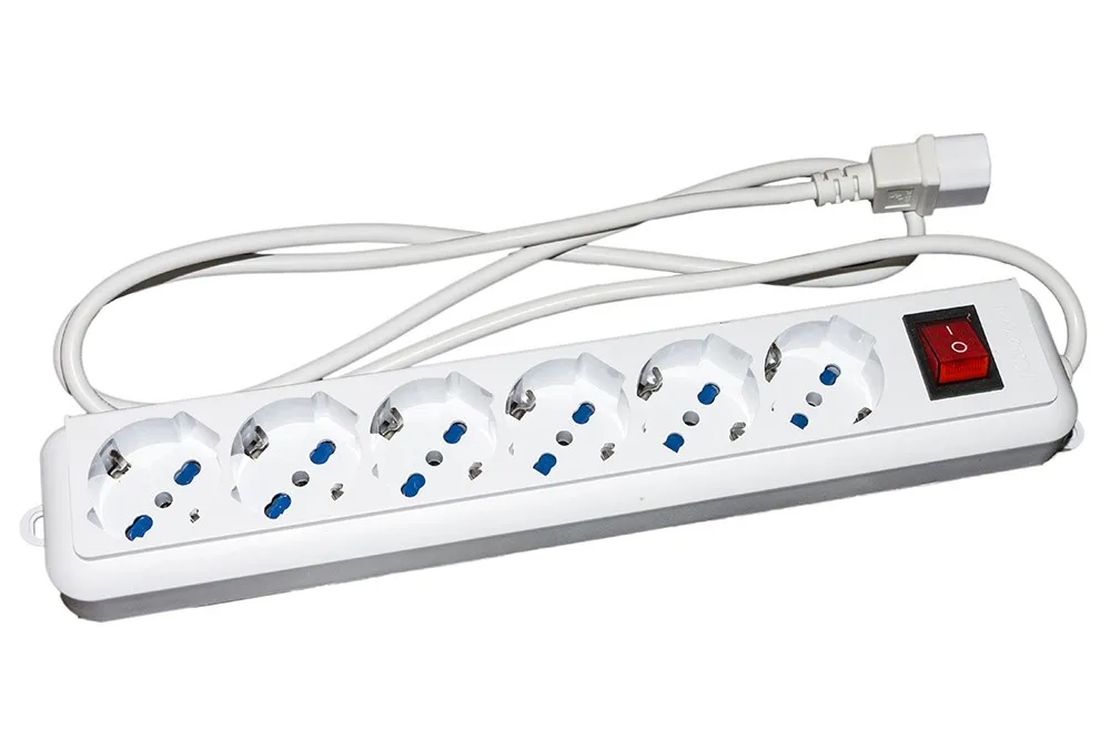Presa Multipla Link 6 Schuko X Ups Spina Iec C14 Con Interrutt. Bianca - immagine 1