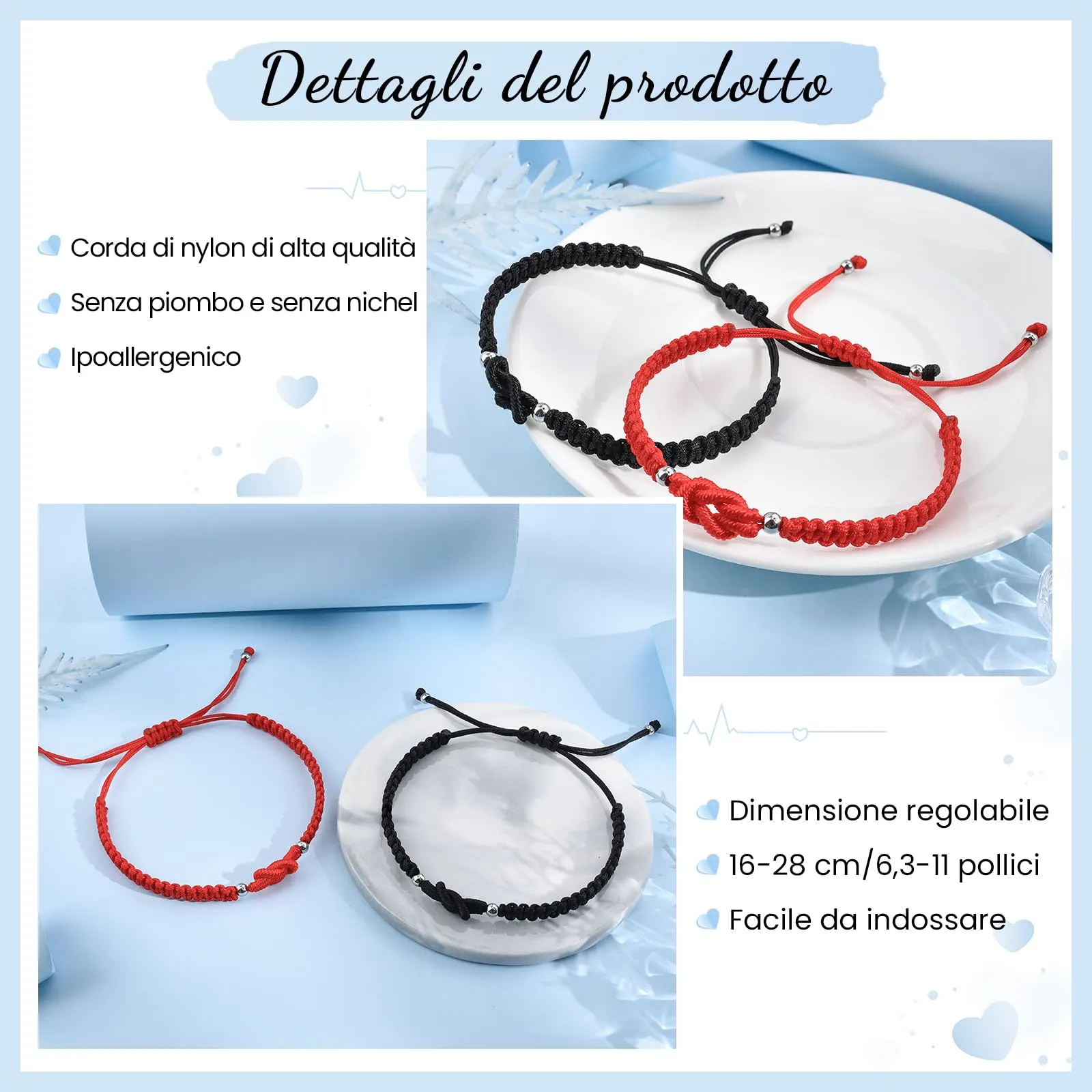 MANVEN Bracciali Coppia Regalo Coppia Compleanno Anniversario per Lui Lei - immagine 3