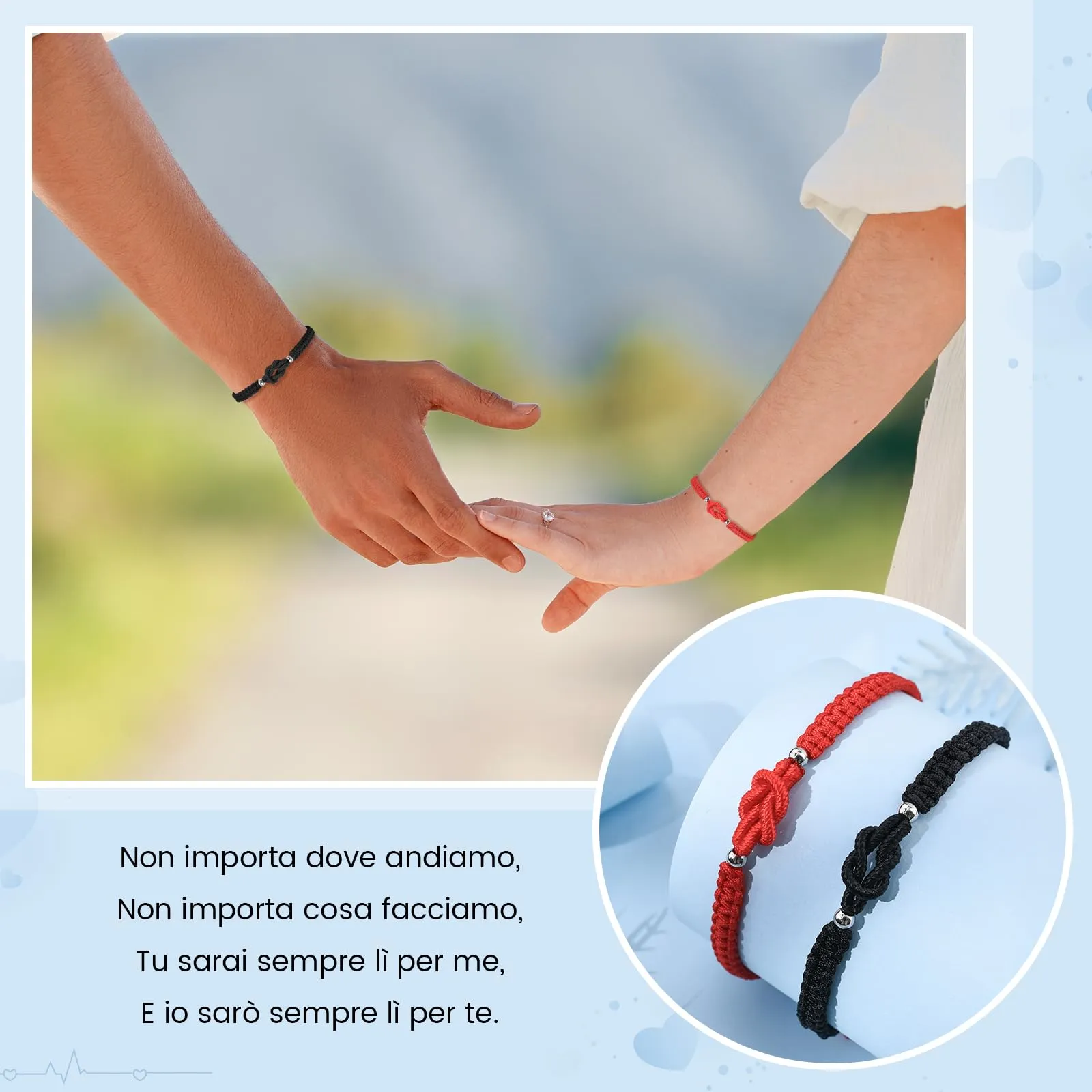 MANVEN Bracciali Coppia Regalo Coppia Compleanno Anniversario per Lui Lei - immagine 4