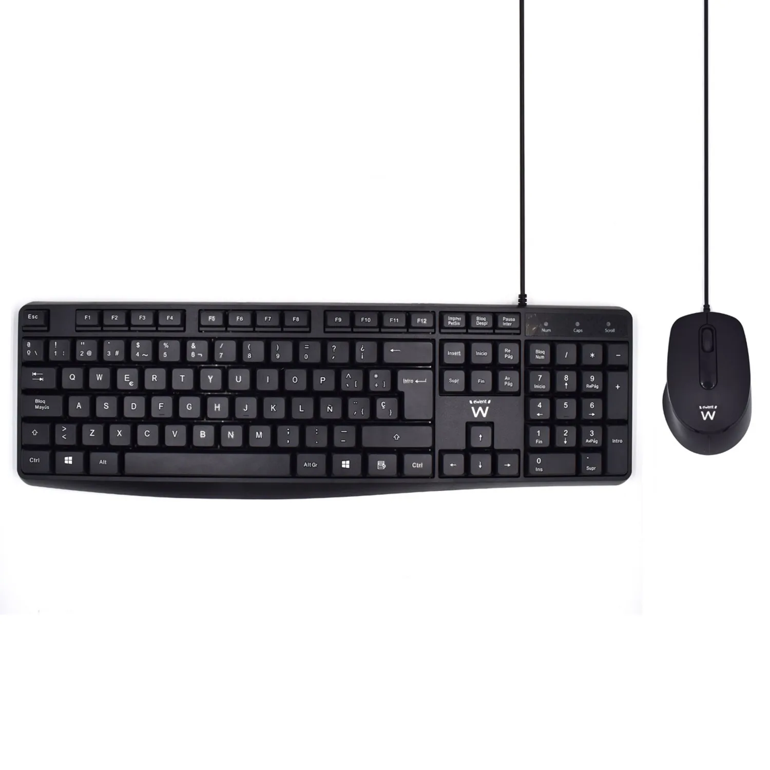 Ewent EW3006 tastiera Mouse incluso Ufficio USB QWERTY Spagnolo Nero - immagine 1