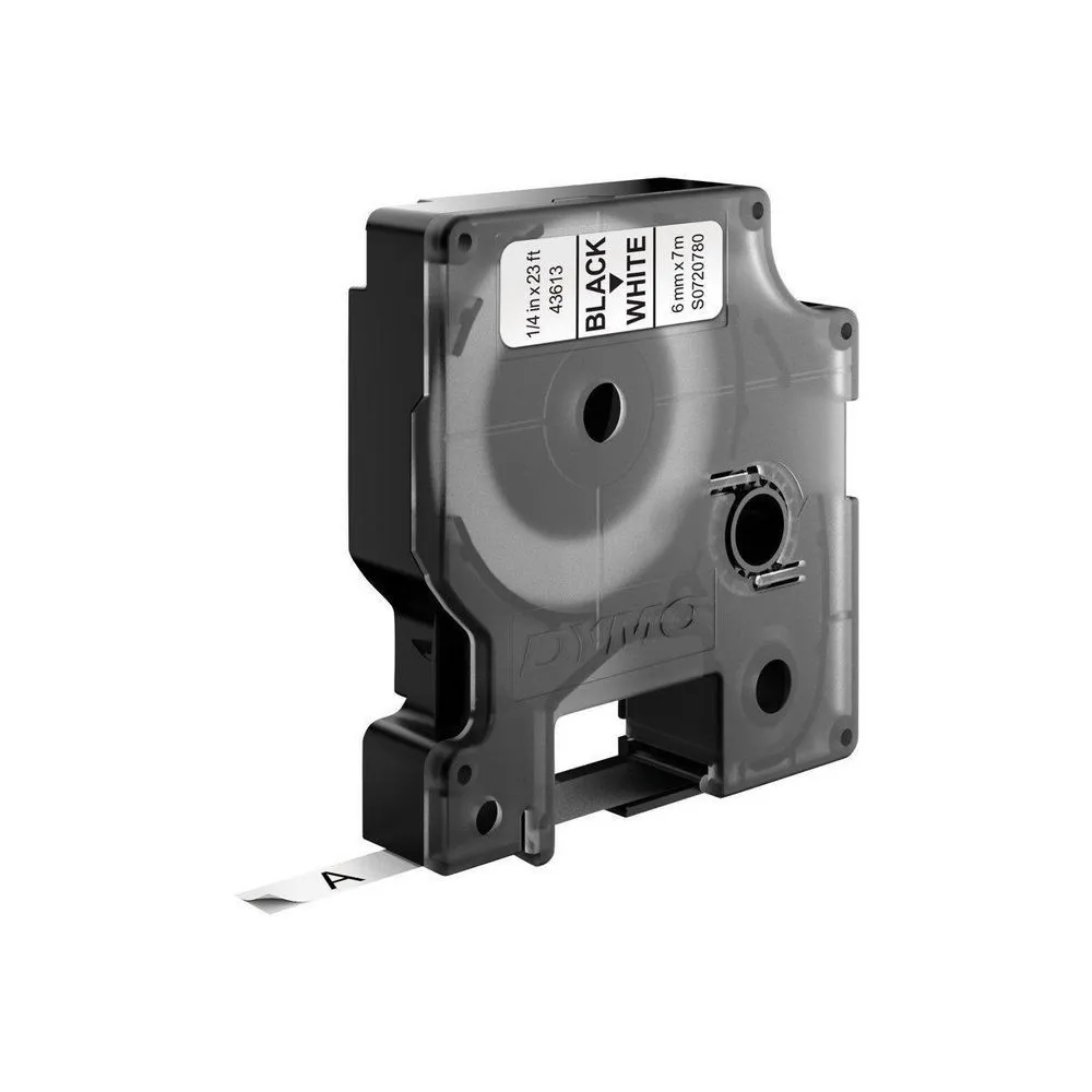 ORIGINALE DYMO Nastro Nero su bianco S0720780 43613 6mm x 7m nastro standard D1 - immagine 1