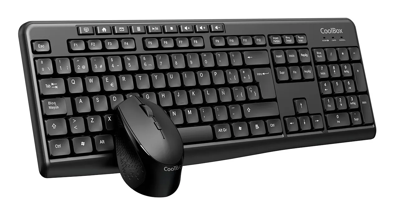 CoolBox COO-KTR-03W tastiera Mouse incluso Casa/ufficio RF Wireless QWERTY Spagnolo Nero - immagine 1
