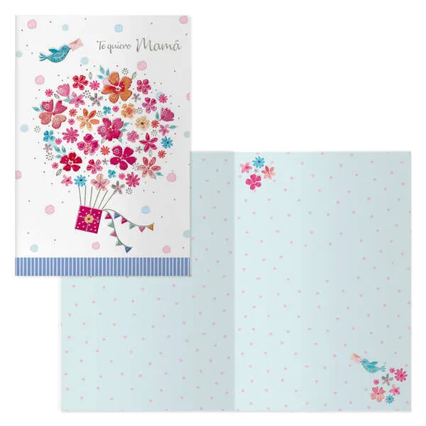 Confezione da 6 biglietti d'auguri per la Festa della Mamma - 115x17 cm - Stampa a colori - Goffratura a secco - Carta offset bianca da 300 g/m² - Include busta colorata - immagine 1