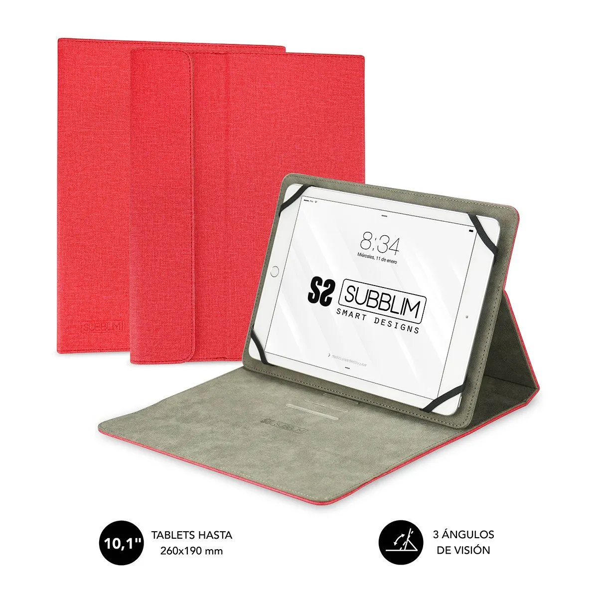 SUBBLIM SUB-CUT-1CT002 custodia per tablet 256 cm (10.1) Custodia a libro Rosso - immagine 1