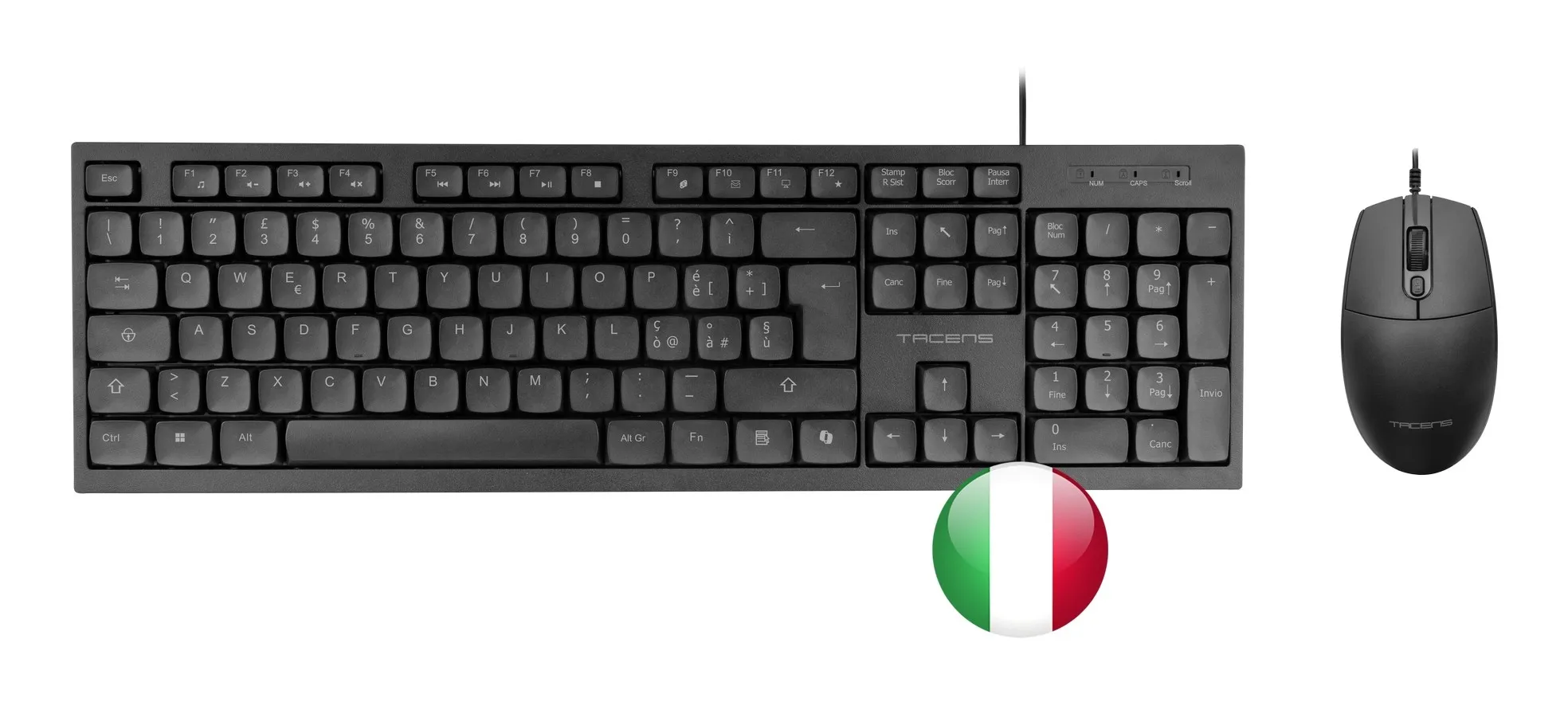 Tacens Anima ACP02IT tastiera Mouse incluso Casa/ufficio USB QWERTY Italiano Nero - immagine 1