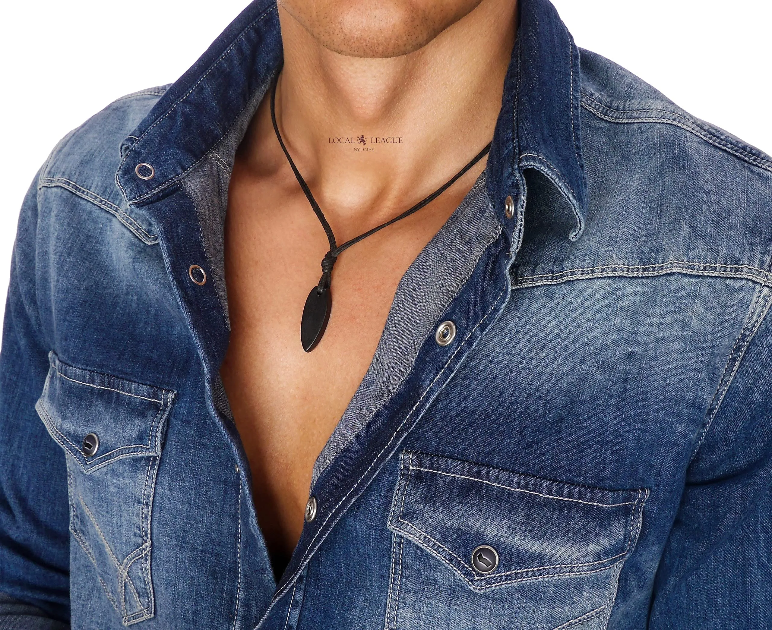 LOCAL LEAGUE Collana da Uomo con Ciondolo Nero TAVOLA DA SURF - Cordoncino di Cotone Cerato Corda per Fidanzato SPIAGGIA Surf Hawaii Vacanze Festival Festa Vacanza Discoteca 48 cm - immagine 7