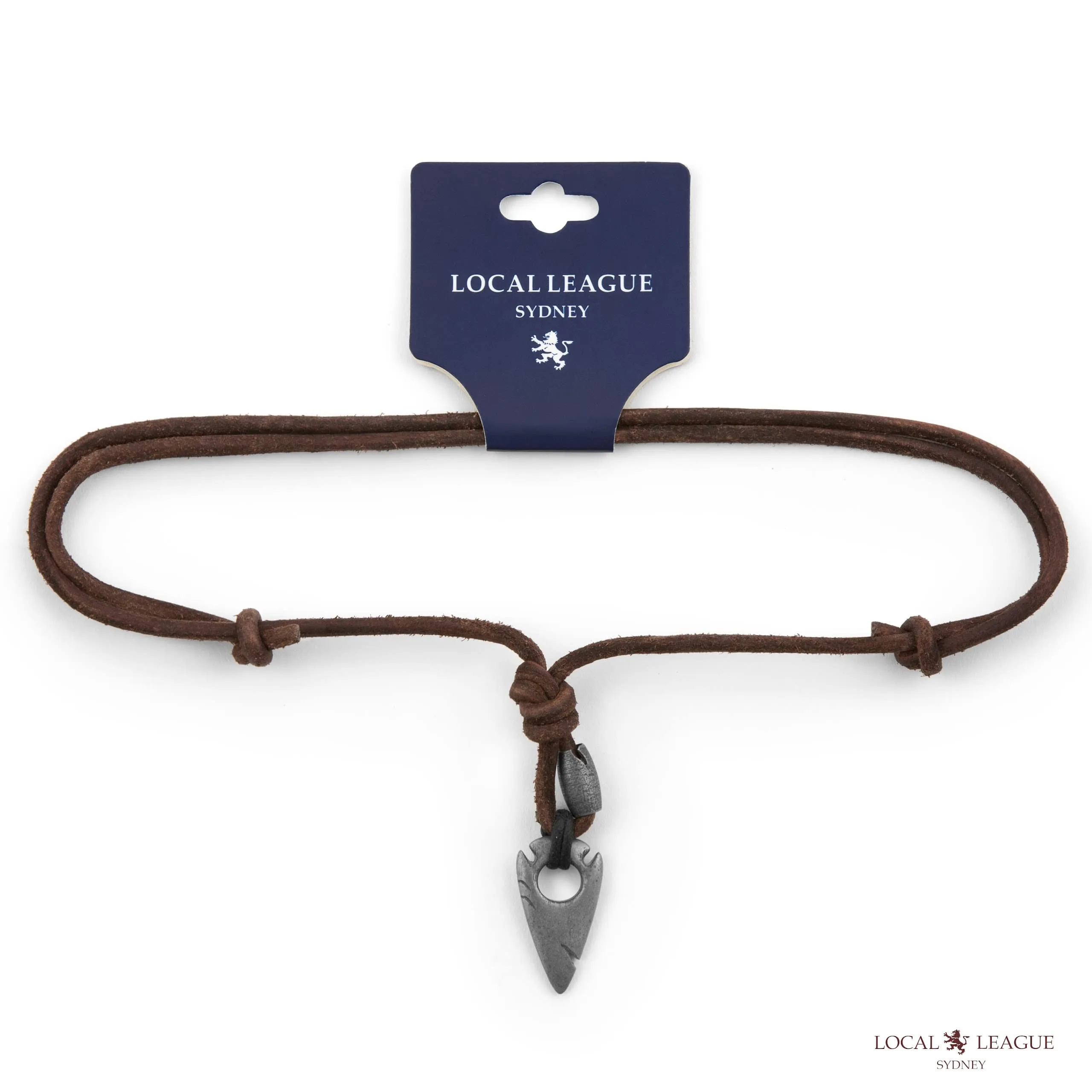 LOCAL LEAGUE Collana con Cordino in Pelle da Uomo con Pendente in Metallo con PUNTA DI FRECCIA Stile Tribale del Cacciatore Corda Marrone Invecchiata Regolabile per Fidanzato SURF Festa - immagine 4