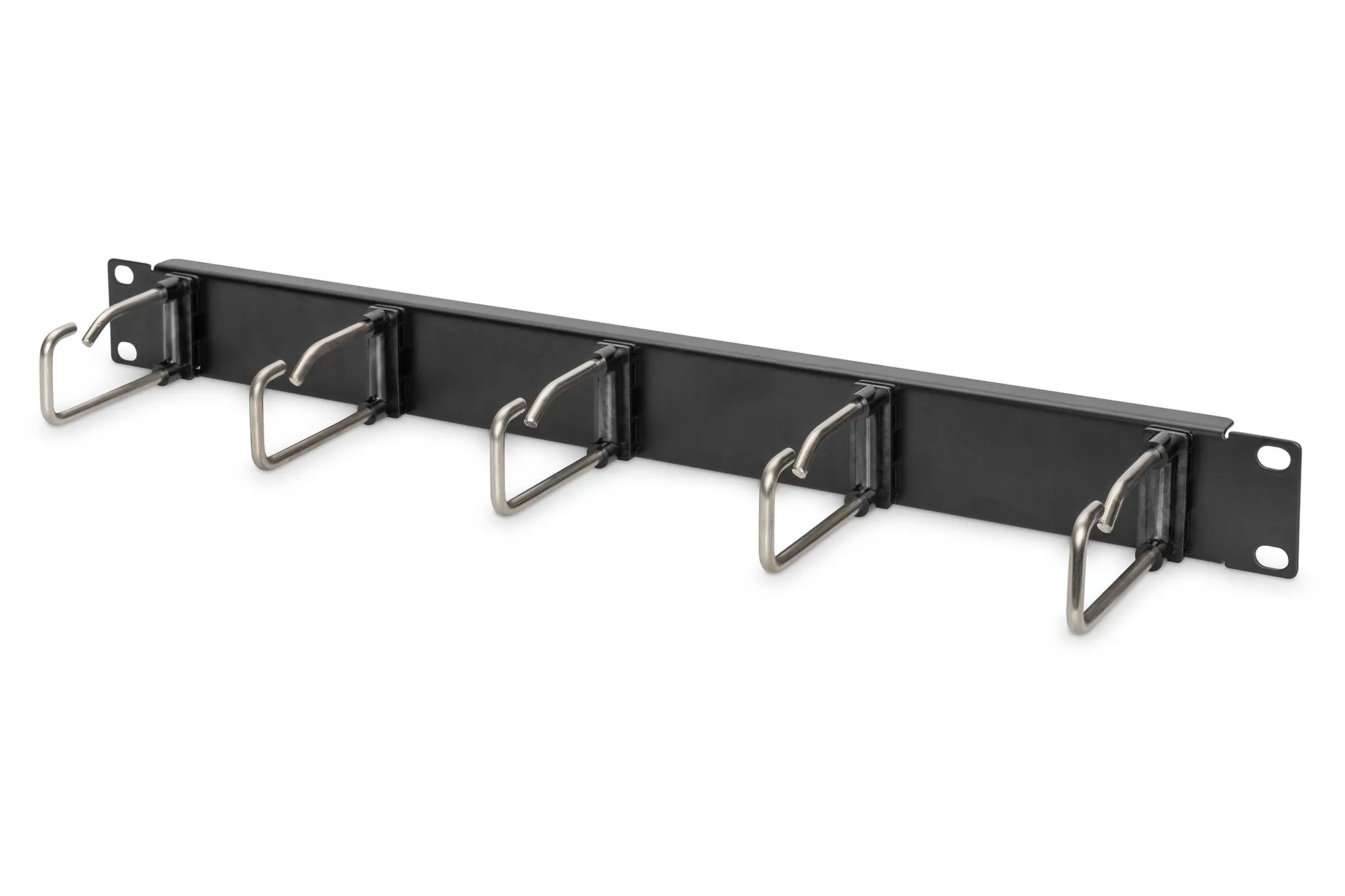 Pannello Di Gestione Cavi 1He 5 Anelli In Acciaio 40X75 Mm Nero (Ral 9005) - immagine 1