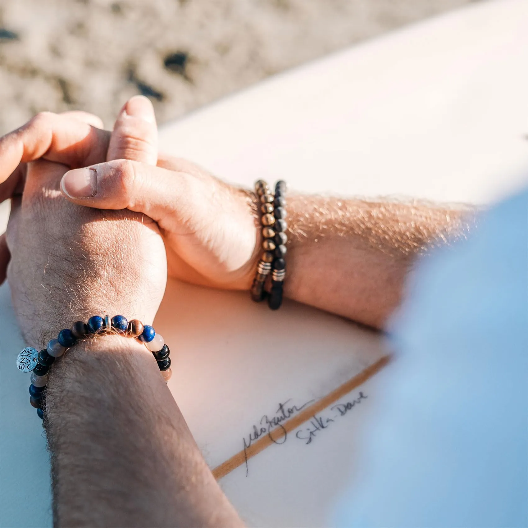 Occhio di Tigre Bracciale per Uomo e Donna con Perline di Cristallo Nero e Pietra Naturale, Regolabile e Elasticizzato - immagine 4
