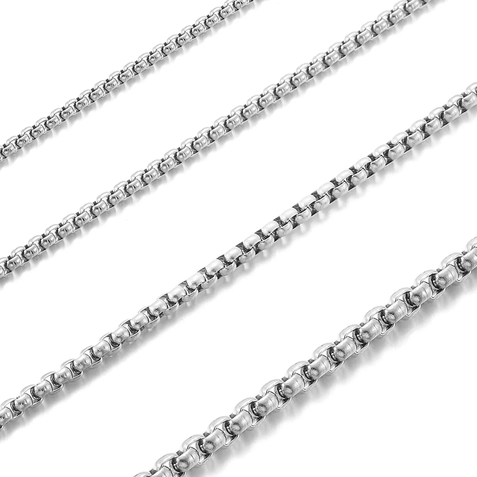 RWQIAN Uomo Collana 55cm Acciaio Inossidabile Donna Argento Catena 2.5mm - immagine 1