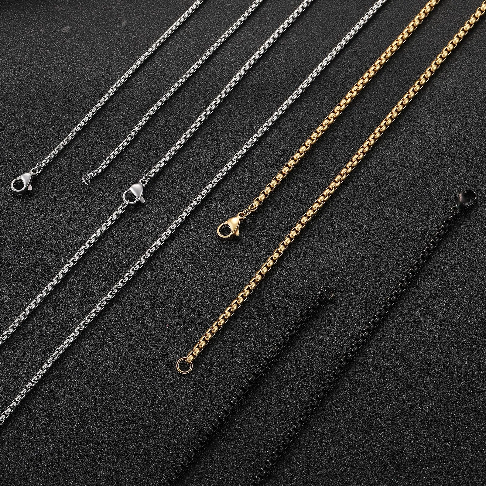 RWQIAN Uomo Collana 45cm Acciaio Inossidabile Donna Oro Catena 2mm - immagine 3