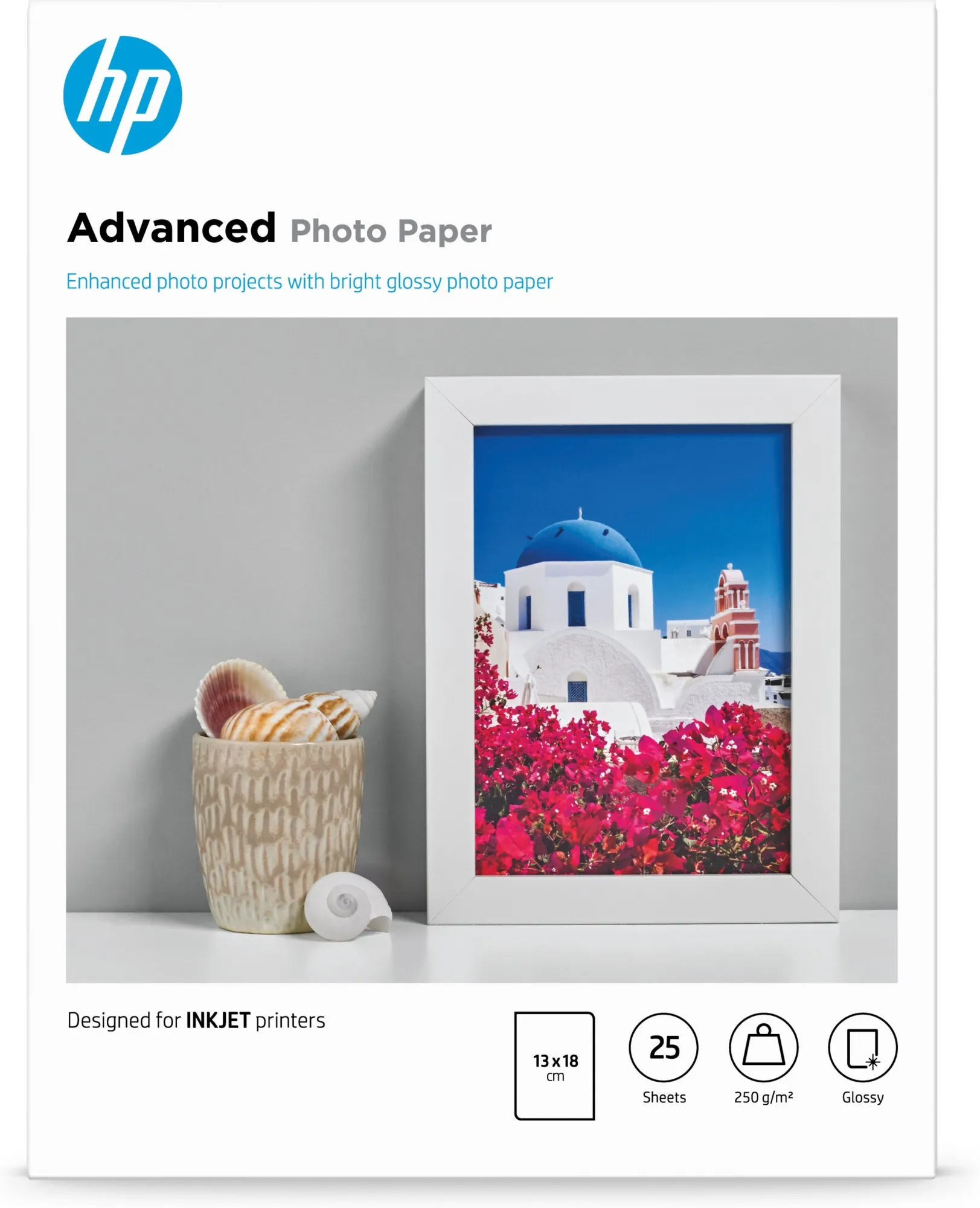 ORIGINALE HP Carta Bianco Q8696A Advanced hp® Advanced carta fotografica lucida / Q8696A 13 x 18 cm 250 g/m? 25 fogli - immagine 1