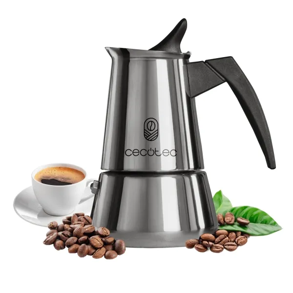 Caffettiera italiana Cecotec Piccolina 400 per 4 tazze - Capacità 200 ml - Adatta a tutti i tipi di fornelli - Manico ergonomico e resistente al calore - Acciaio inox - immagine 1