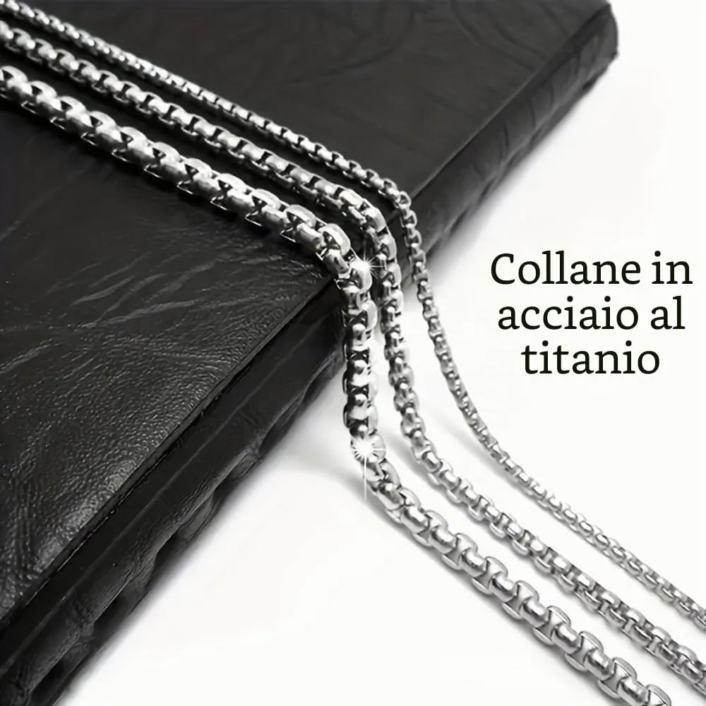 RWQIAN Uomo Collana 50cm Acciaio Inossidabile Donna Argento Catena 4mm - immagine 3