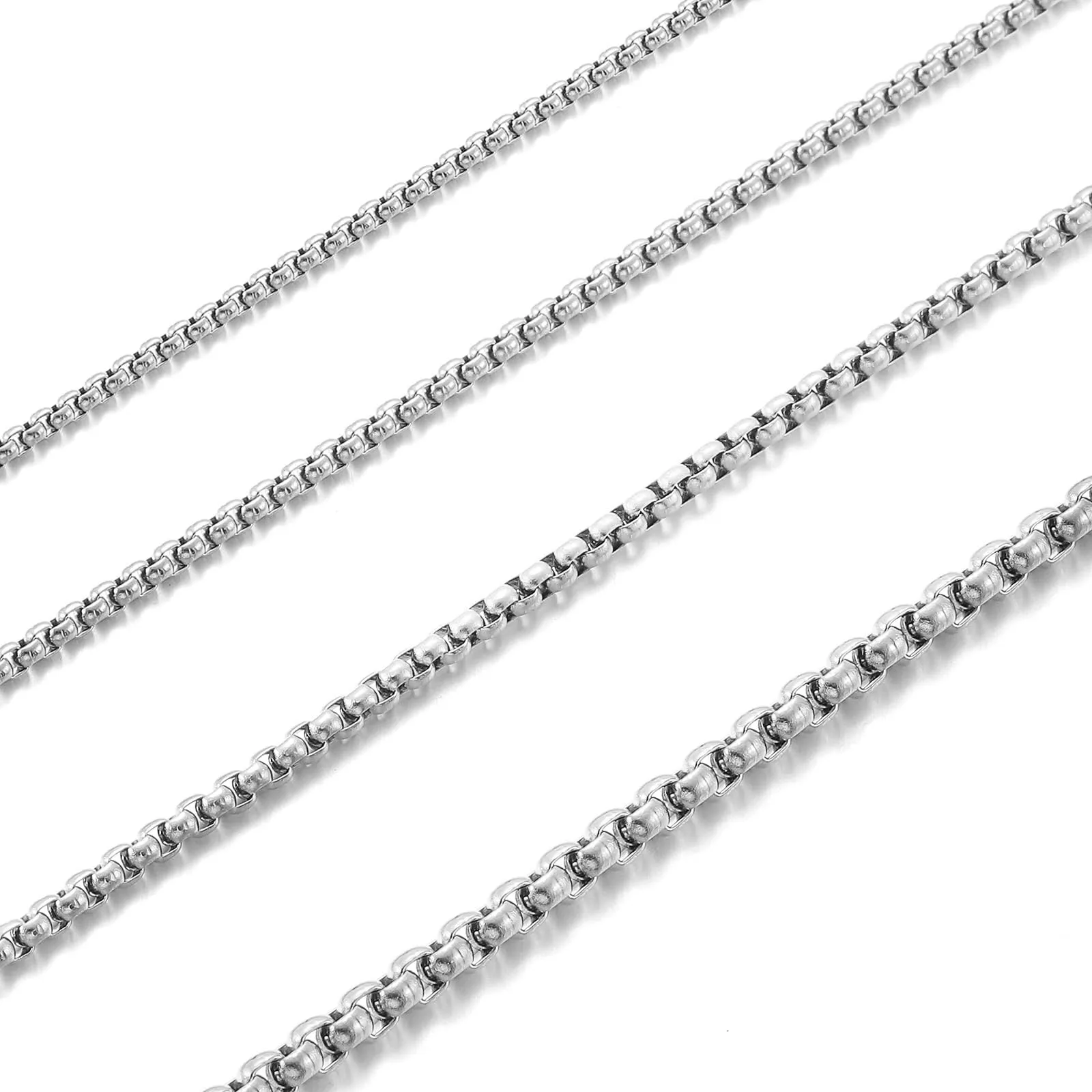 RWQIAN Uomo Collana 50cm Acciaio Inossidabile Donna Argento Catena 2.5mm - immagine 1