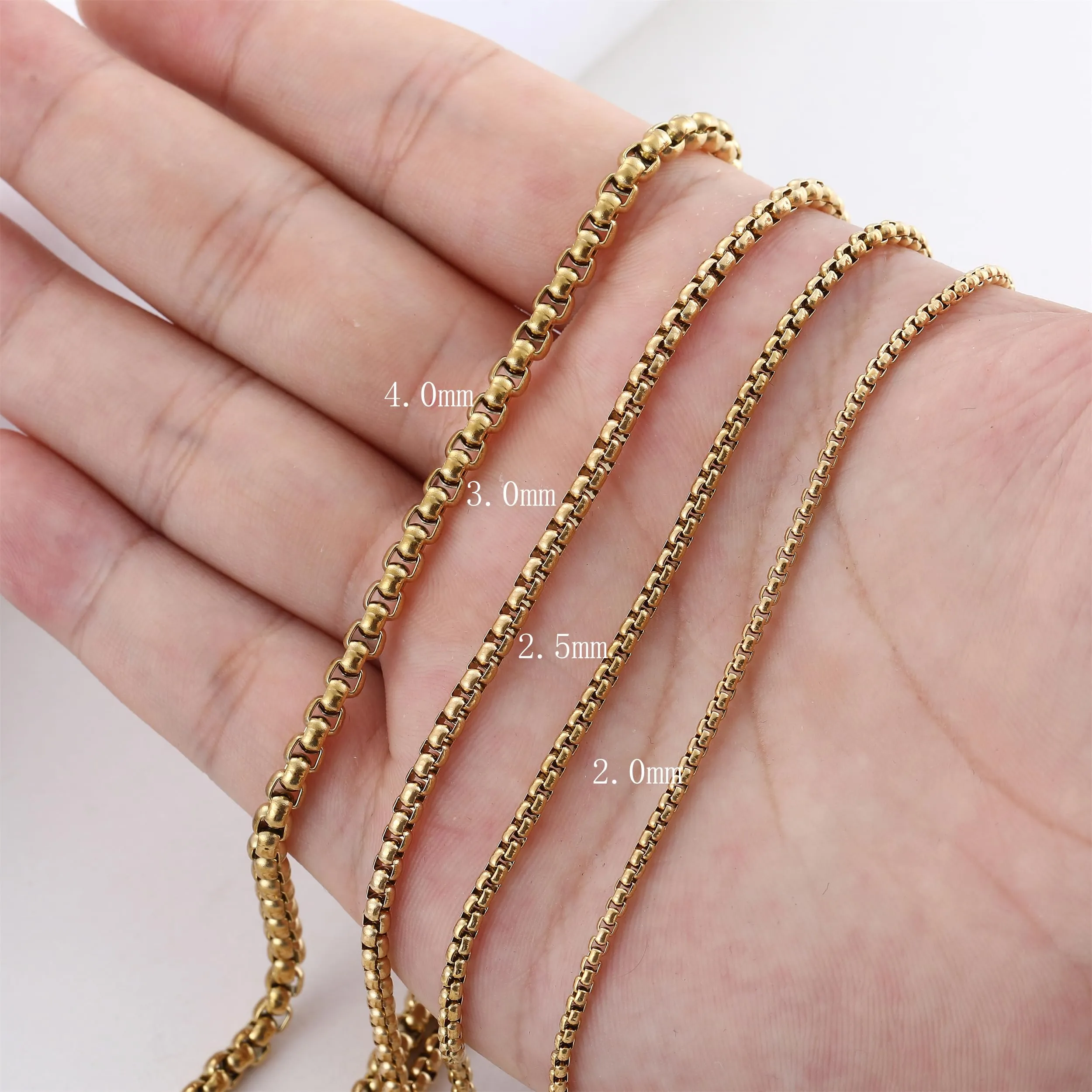 RWQIAN Uomo Collana 45cm Acciaio Inossidabile Donna Oro Catena 4mm - immagine 4