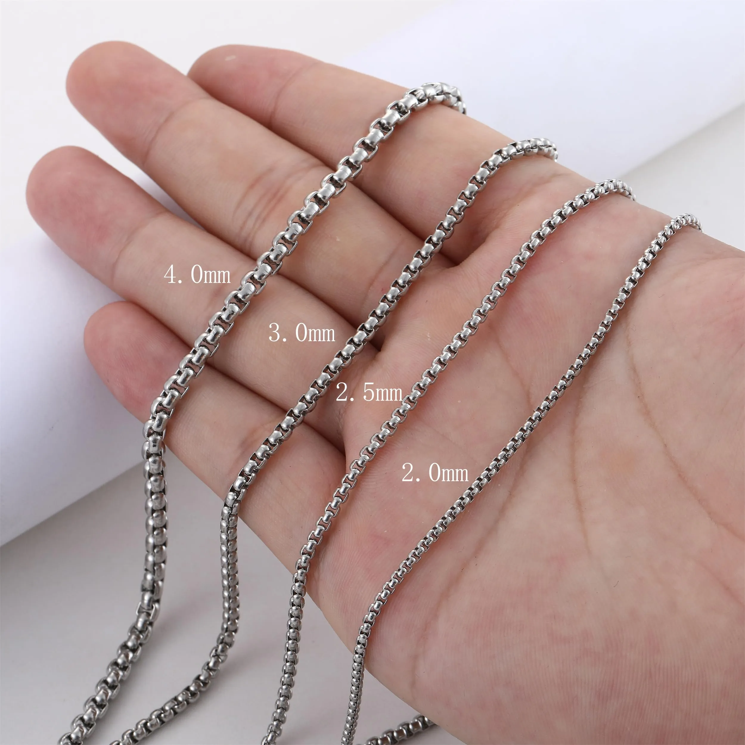 RWQIAN Uomo Collana 45cm Acciaio Inossidabile Donna Argento Catena 2.5mm - immagine 7