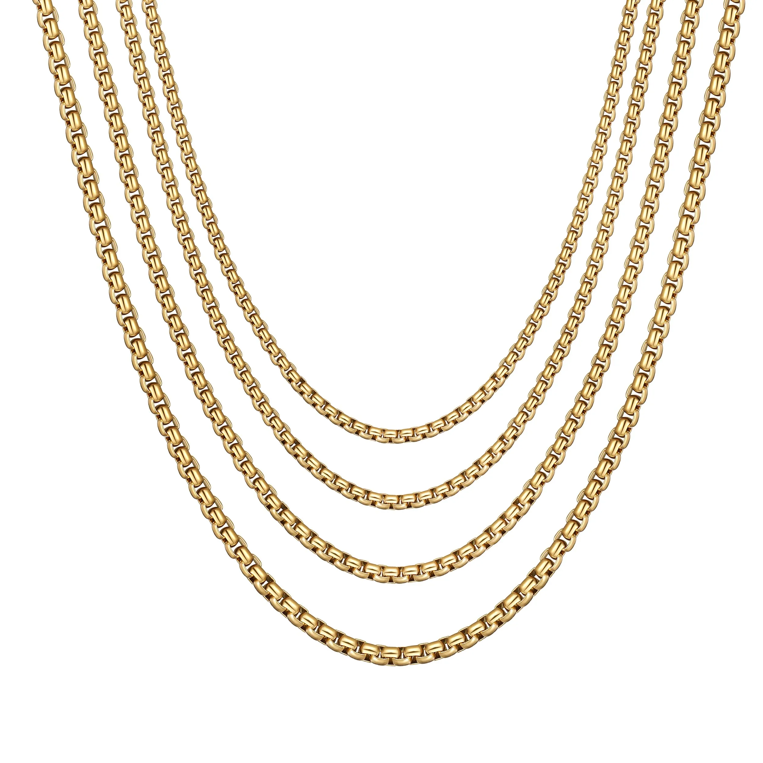 RWQIAN Uomo Collana 45cm Acciaio Inossidabile Donna Oro Catena 3mm - immagine 2
