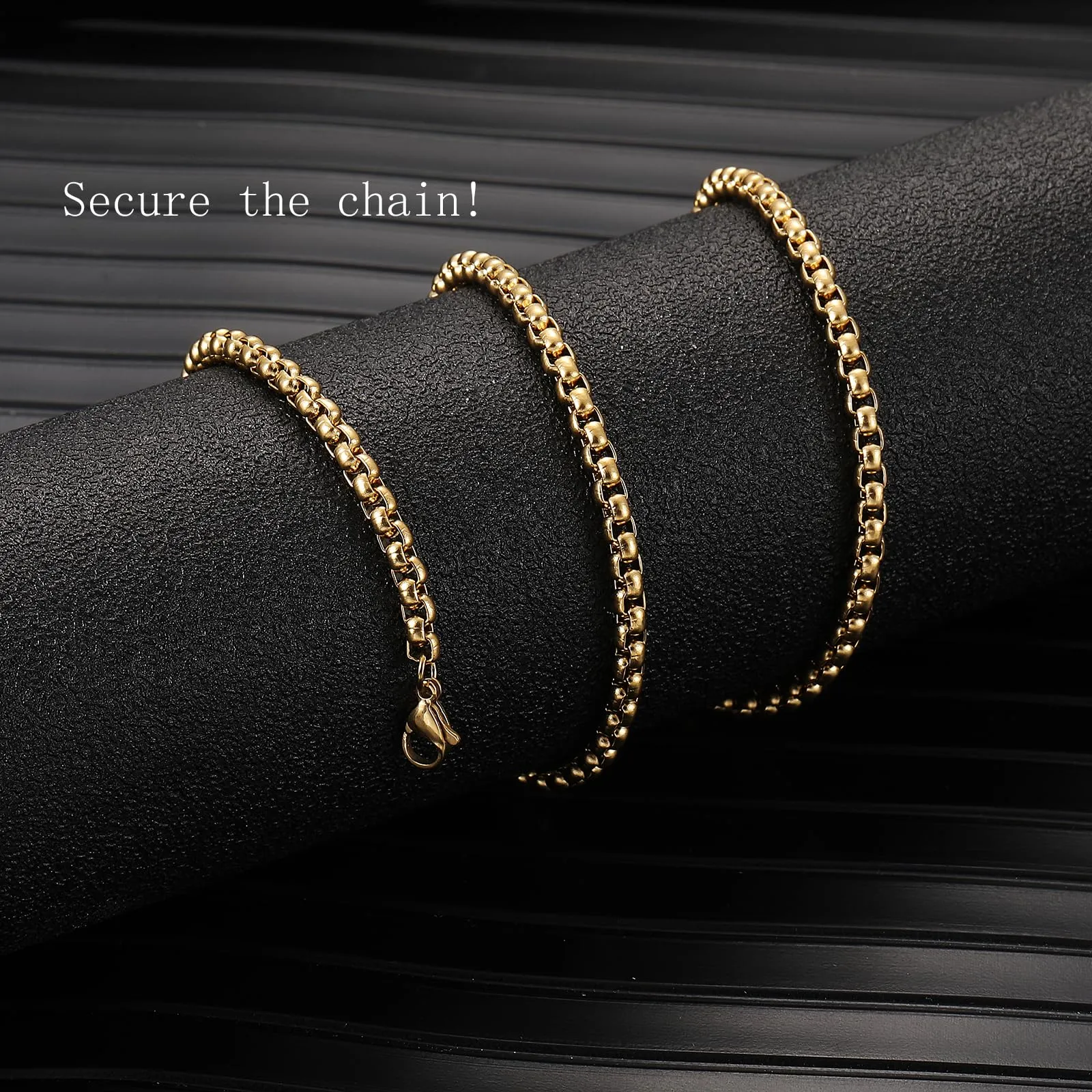 RWQIAN Uomo Collana 65cm Acciaio Inossidabile Donna Oro Catena 2.5mm - immagine 7