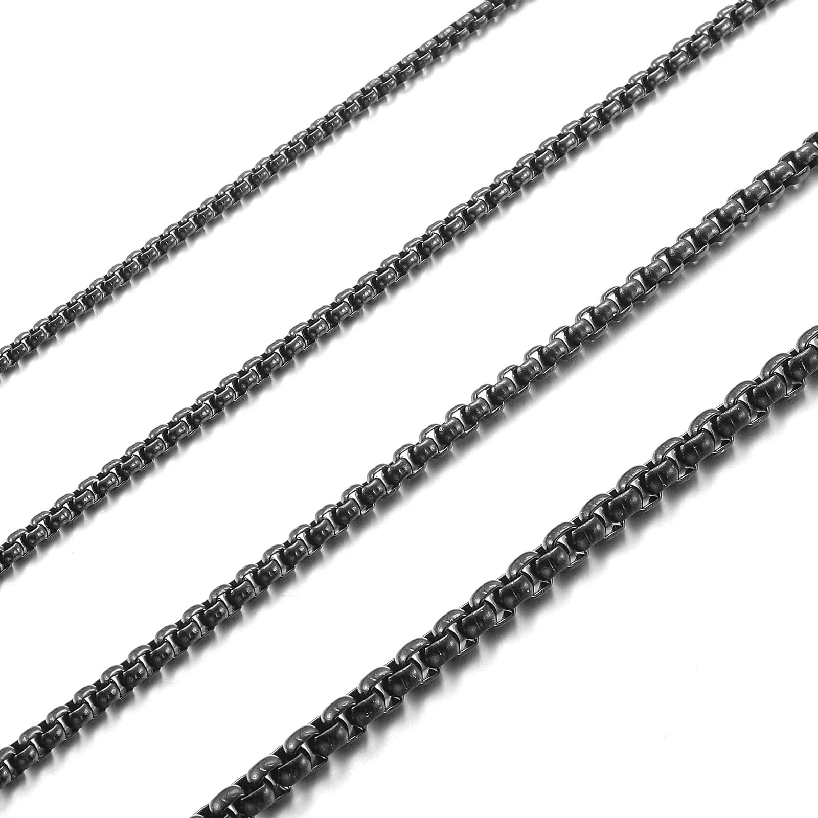 RWQIAN Uomo Collana 65cm Acciaio Inossidabile Donna Nero Catena 2.5mm - immagine 1