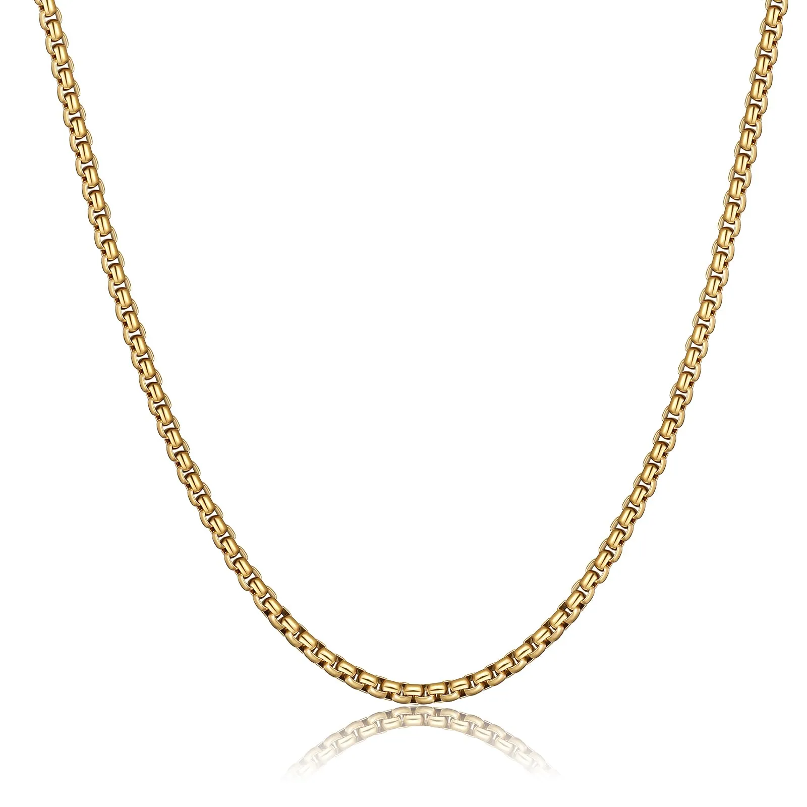 RWQIAN Uomo Collana 65cm Acciaio Inossidabile Donna Oro Catena 4mm - immagine 2