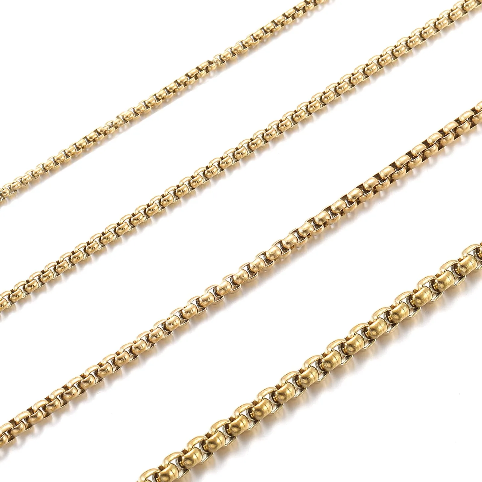 RWQIAN Uomo Collana 65cm Acciaio Inossidabile Donna Oro Catena 3mm - immagine 1
