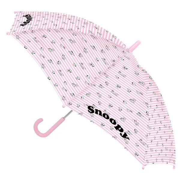 Ombrello manuale Safta Snoopy - Diametro 70 cm - Cupola a 8 pannelli - Manico e punta in PVC - Poliestere - Telo trasparente - Rosa - immagine 1