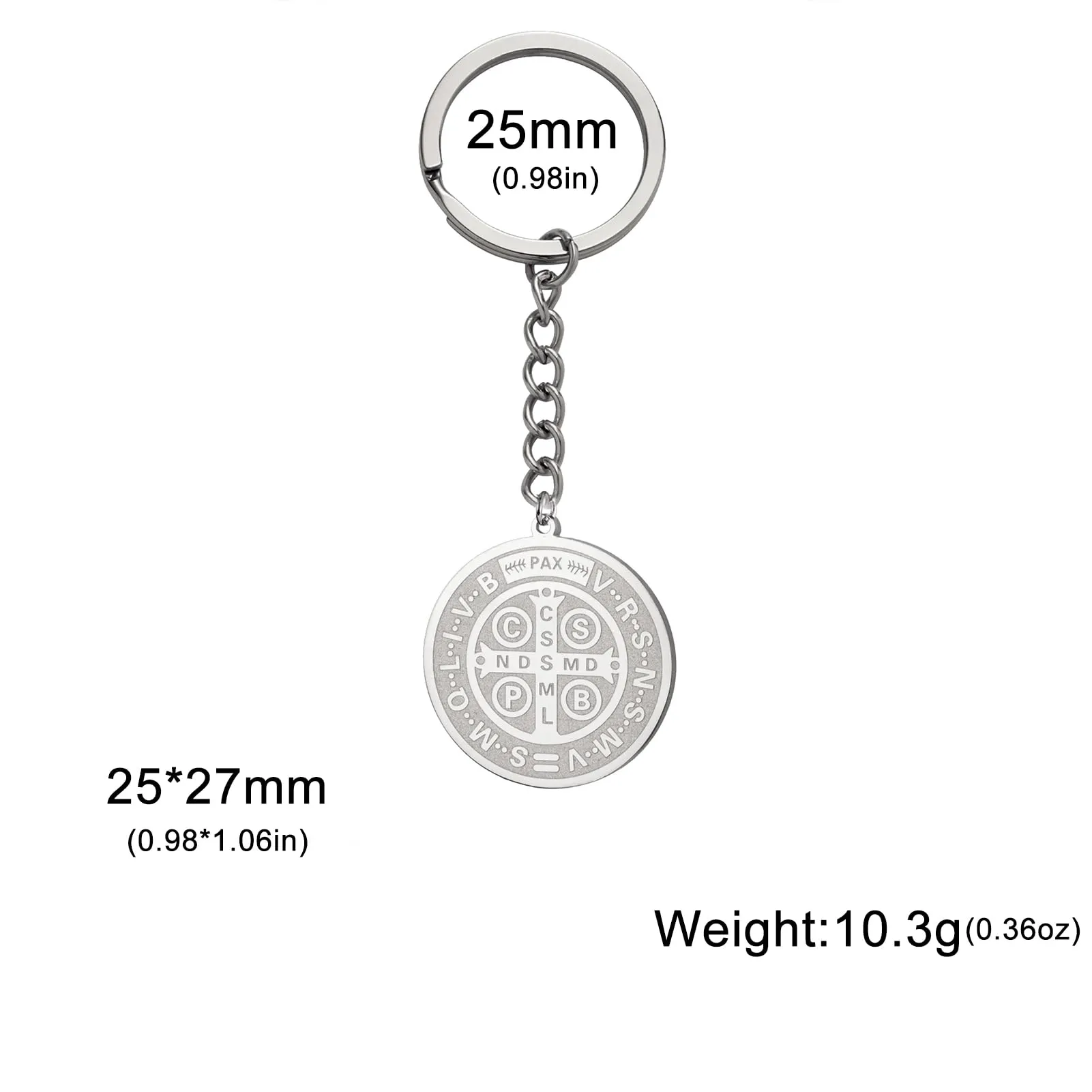Amaxer Collana di San Benedetto di Nursia per donne, medagliette di protezione religiosa, amuleto, collana per donne e uomini (Portachiavi) - immagine 6