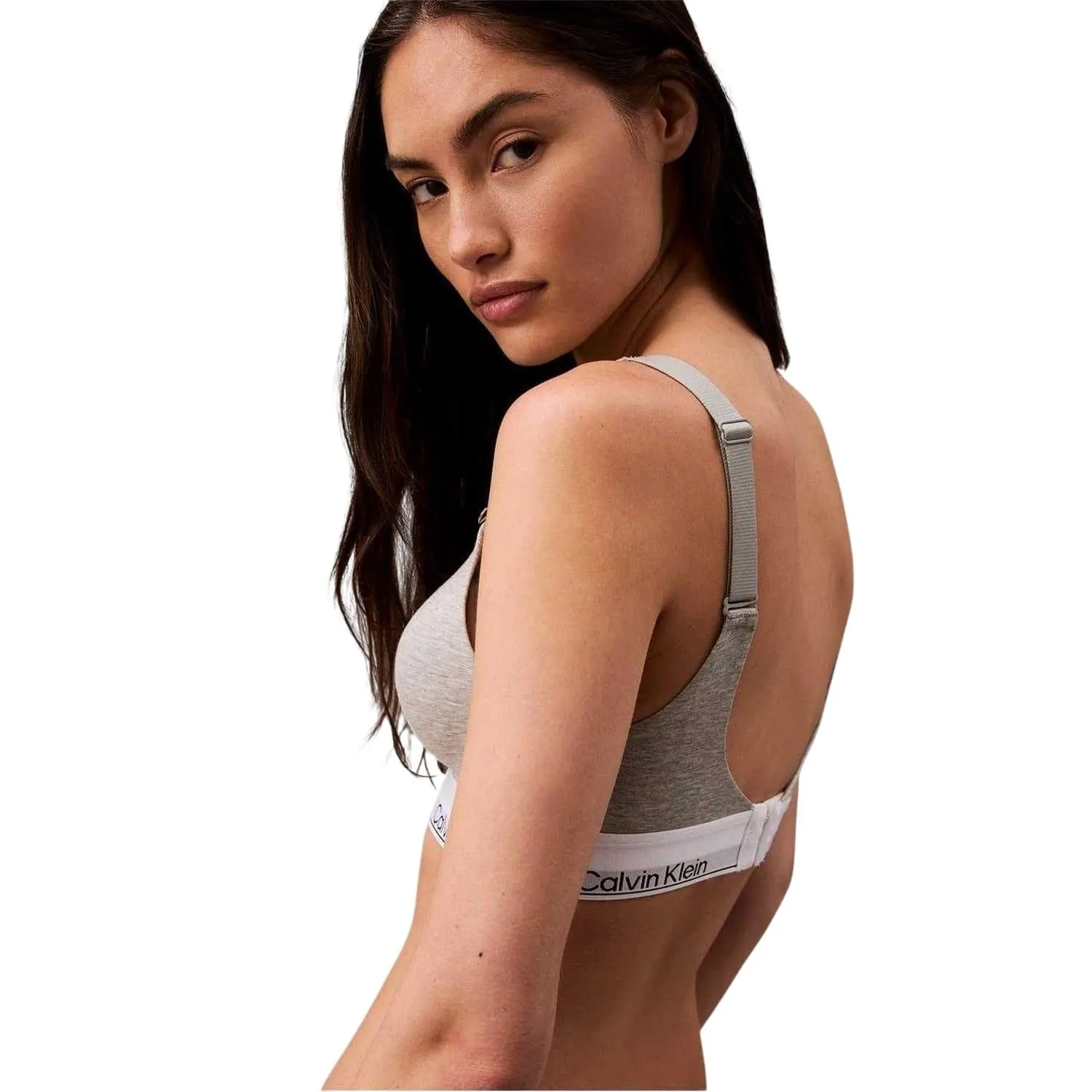 Calvin Klein Reggiseno a Bralette Donna Lift Elasticizzato, Grigio (Grey Heather), L - immagine 2