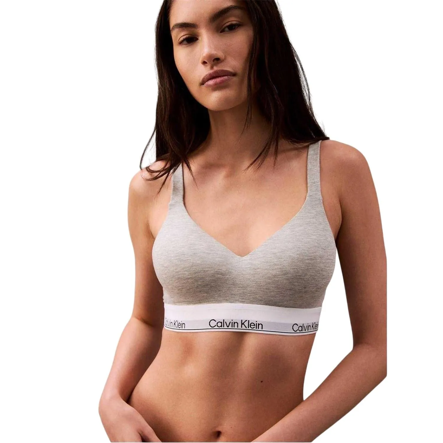 Calvin Klein Reggiseno a Bralette Donna Lift Elasticizzato, Grigio (Grey Heather), XL - immagine 1