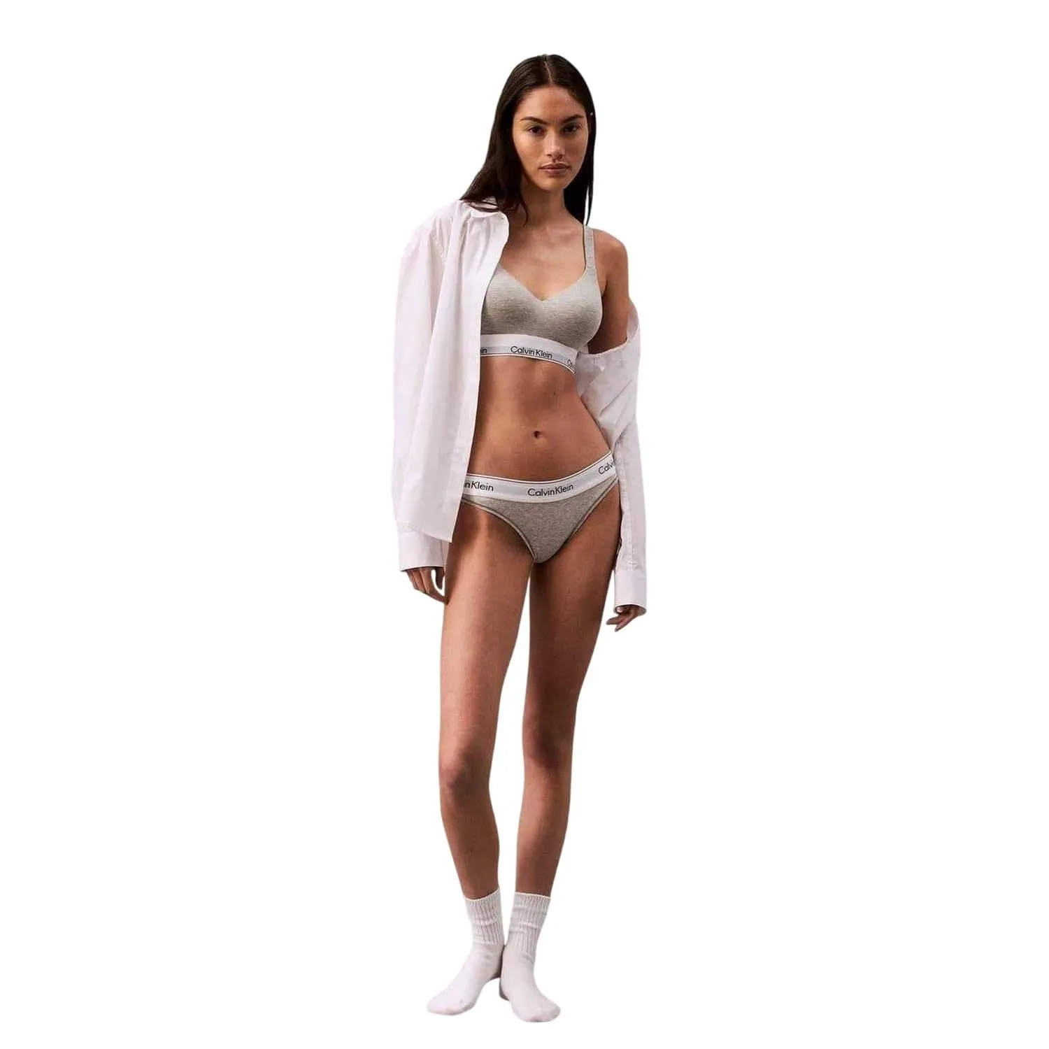 Calvin Klein Reggiseno a Bralette Donna Lift Elasticizzato, Grigio (Grey Heather), XS - immagine 3