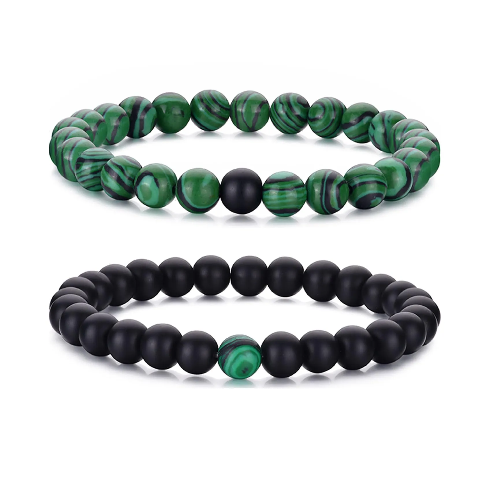 RANKEEF Bracciale Occhio di Tigre per Uomo 8MM Bracciale con Perline in Pietra Naturale Set Braccialetti Elasticizzati in Pietra Lavica Regolabile con Perline di Cristallo Nero per Uomo Donna Regali - immagine 1
