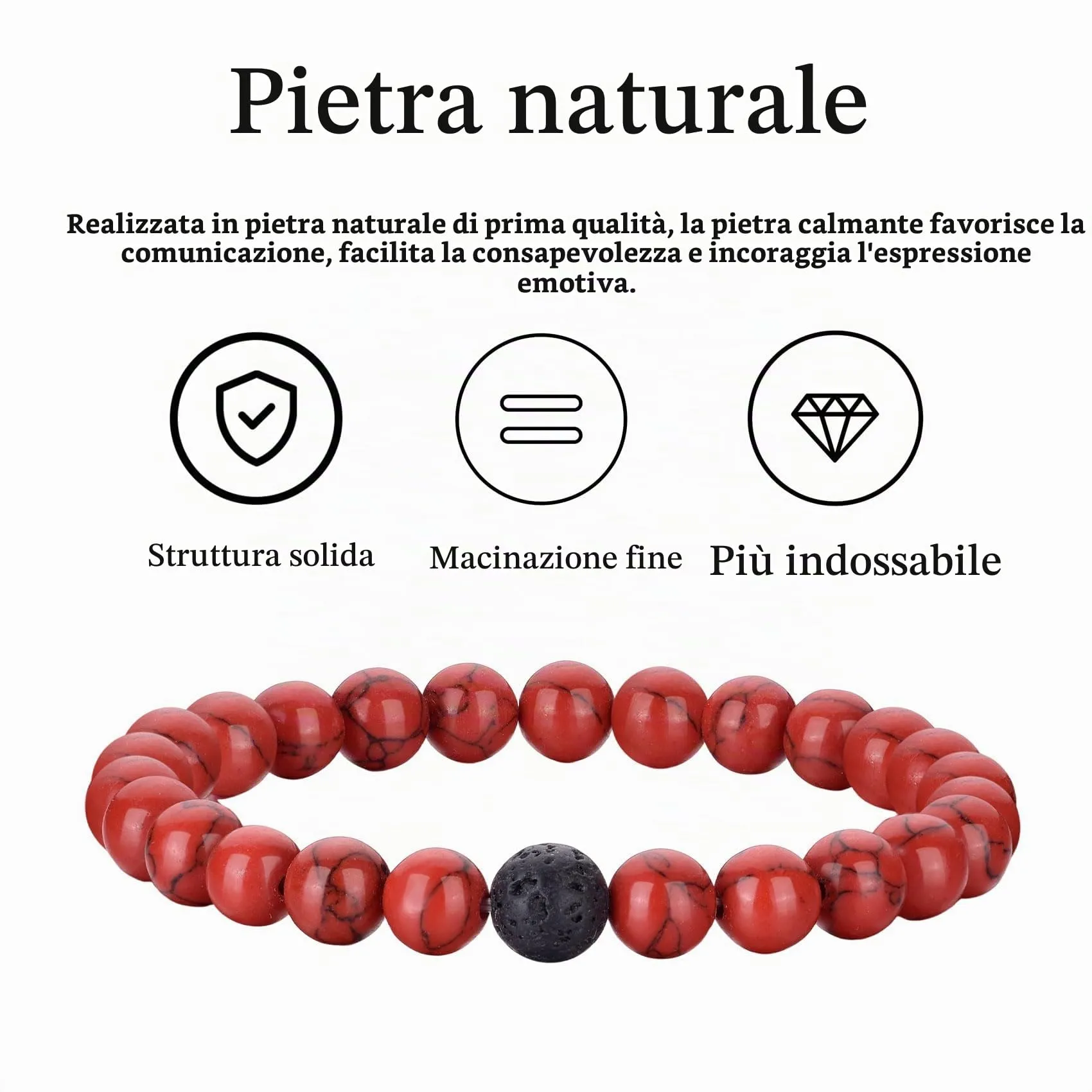 Occhio di Tigre Bracciale per Uomo e Donna con Perline di Cristallo Nero e Pietra Naturale, Regolabile e Elasticizzato - immagine 8