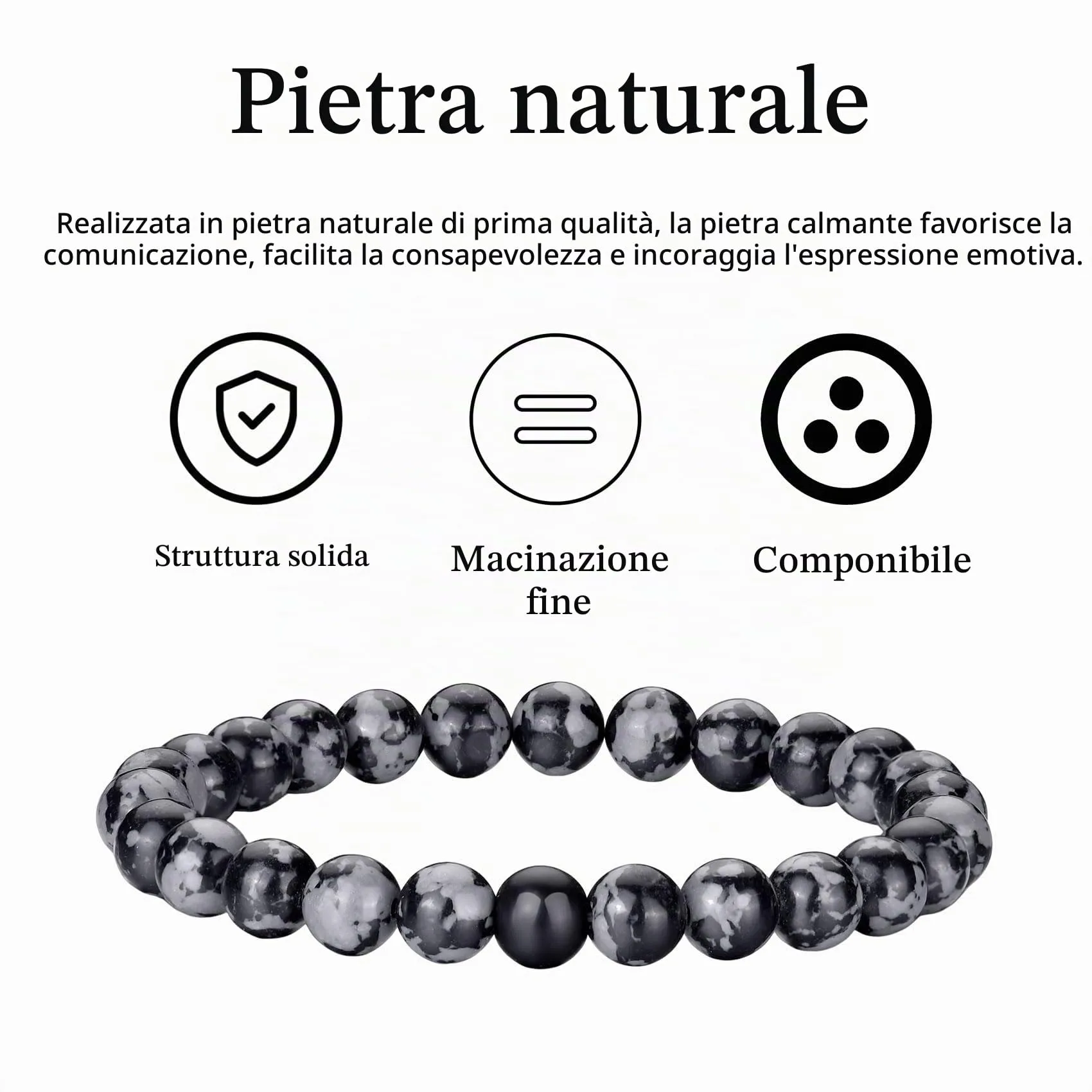 RANKEEF Bracciale Occhio di Tigre per Uomo 8MM Bracciale con Perline in Pietra Naturale Set Braccialetti Elasticizzati in Pietra Lavica Regolabile con Perline di Cristallo Nero per Uomo Donna Regali - immagine 8