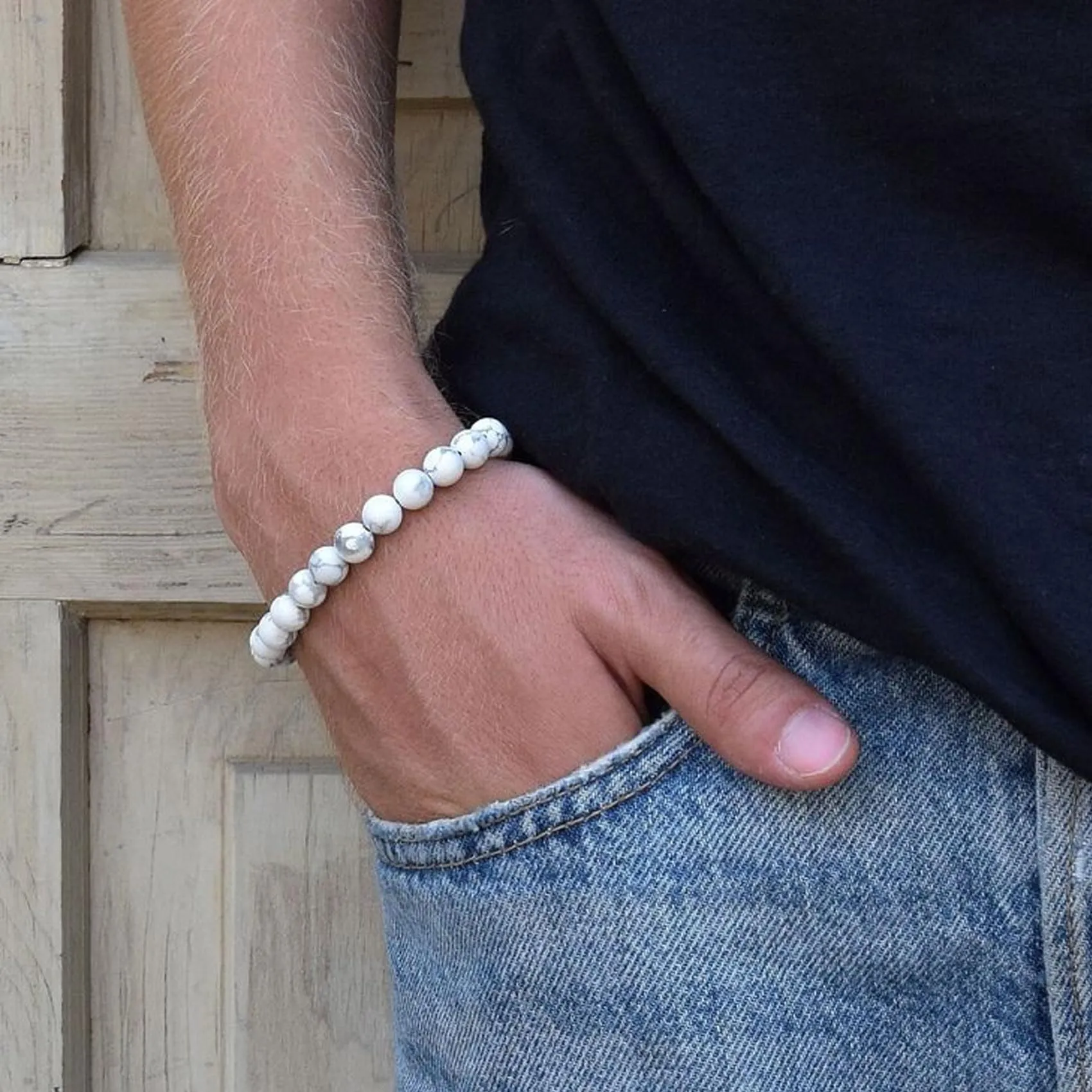 Bracciale Occhio di Tigre per Uomo 8MM in Pietra Naturale Set con Perline in Pietra Lavica e Cristallo Nero - Elasticizzato Regolabile per Uomo Donna Regali - immagine 5