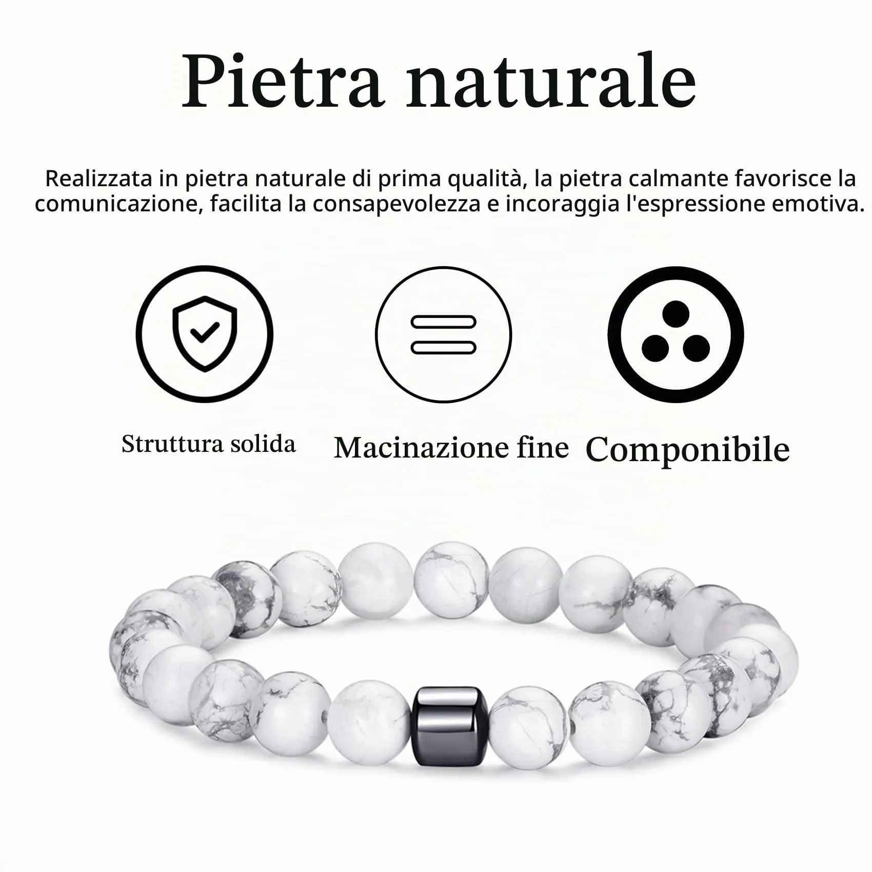 Bracciale Occhio di Tigre 8MM in Pietra Naturale e Lavica - Set Elasticizzato con Perline di Cristallo Nero per Uomo e Donna - Regali Regolabile - immagine 6